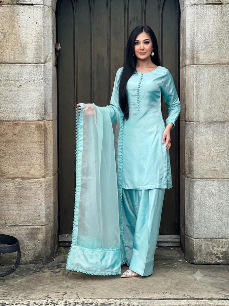 SKY BLUE 3PC FARSHI - DELIVERY 4 WEEKS
