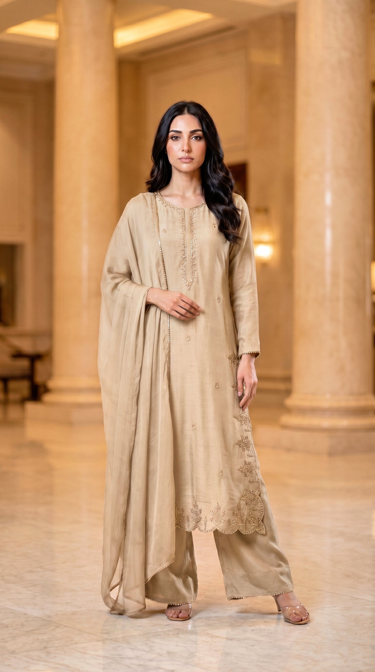 GOLD 3PC EMBROIDERED - NEXT DAY DELIVERY OPTION