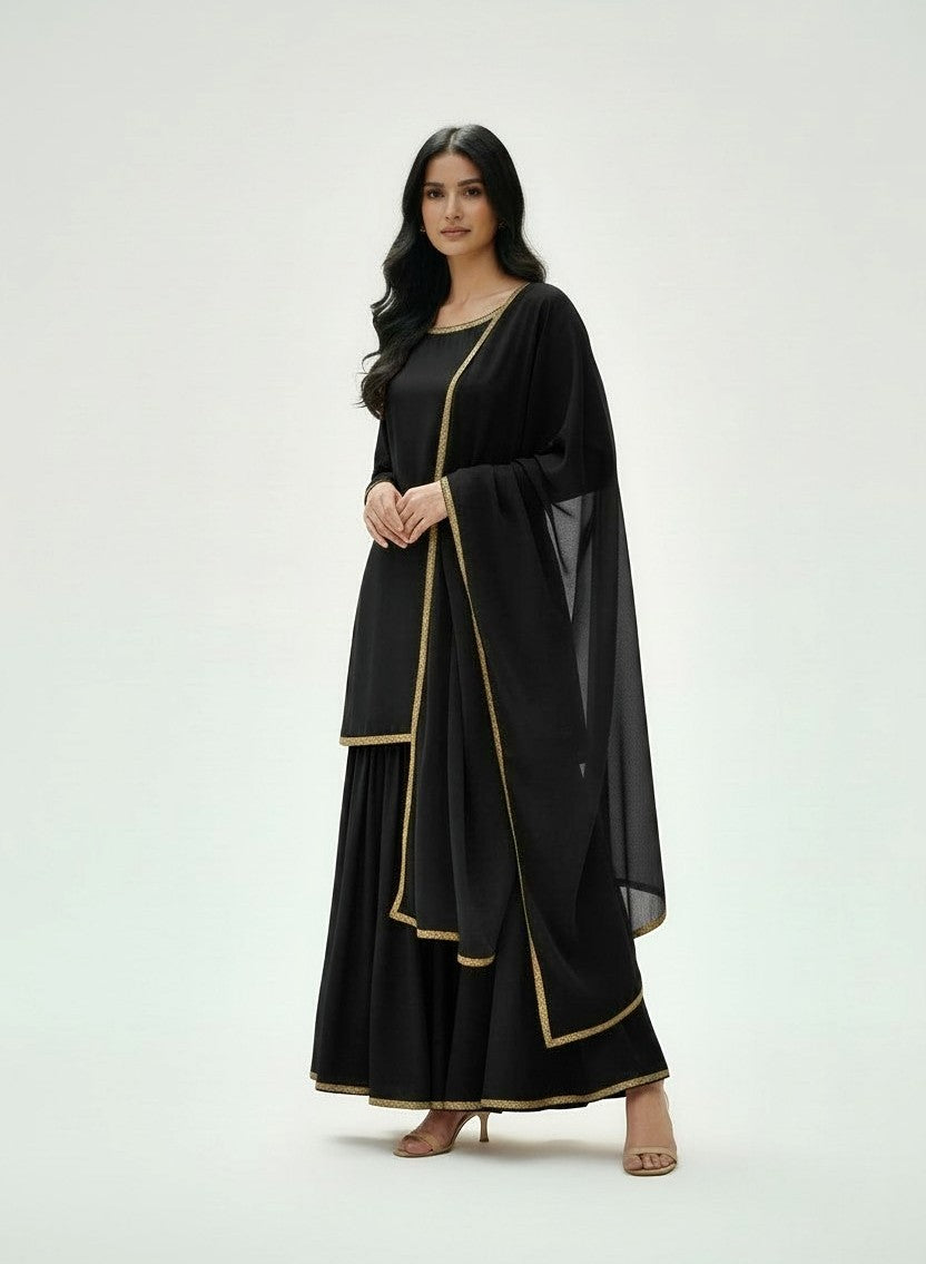 BLACK 3PC PLAZO-IMMEDIATE DELIVERY-LIMITED STOCK