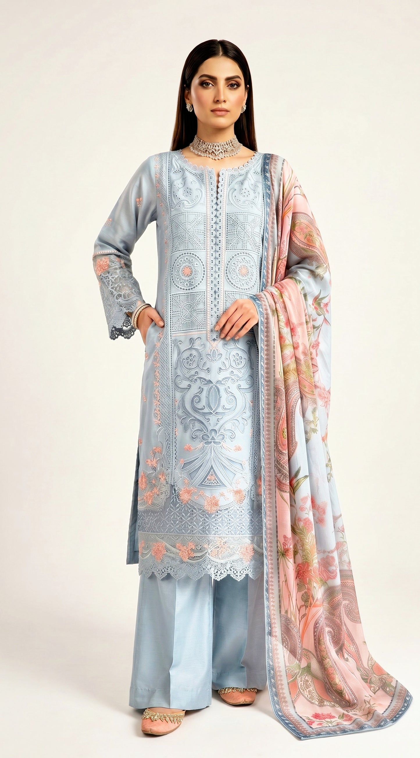 SKY BLUE 3PC SUMMER FORMAL-NEXT DAY DELIVERY OPTION