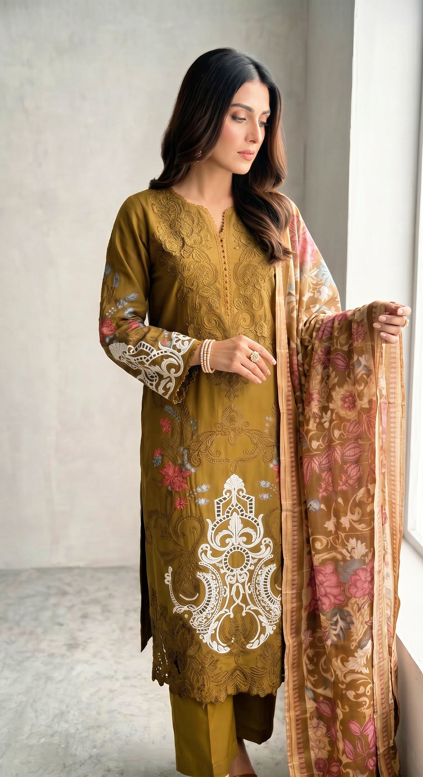 MUSTARD 3PC SUMMER FORMAL-NEXT DAY DELIVERY OPTION