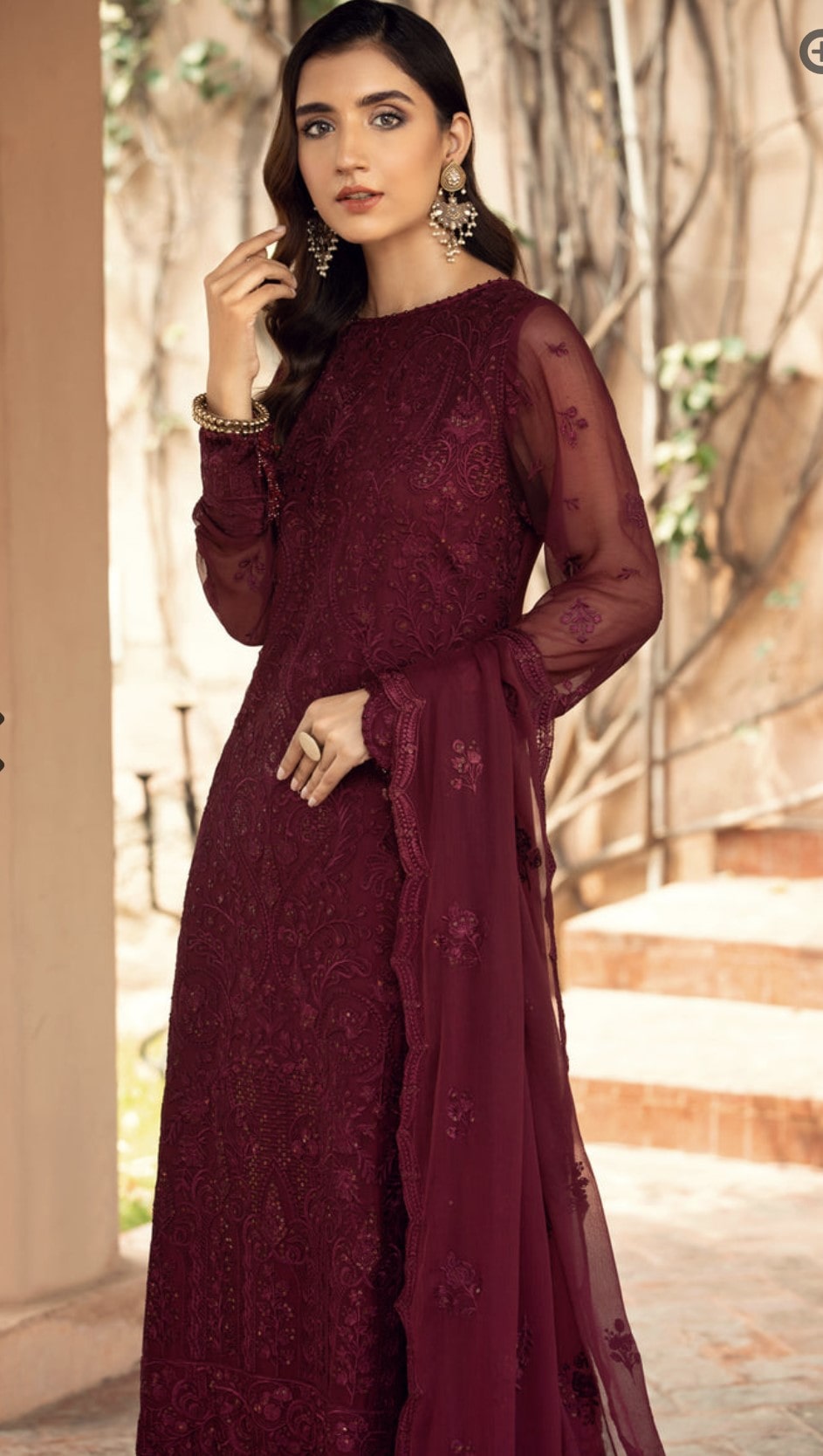 maroon 3pc luxury chiffon - PRE ORDER 6 WEEKS DELIVERY