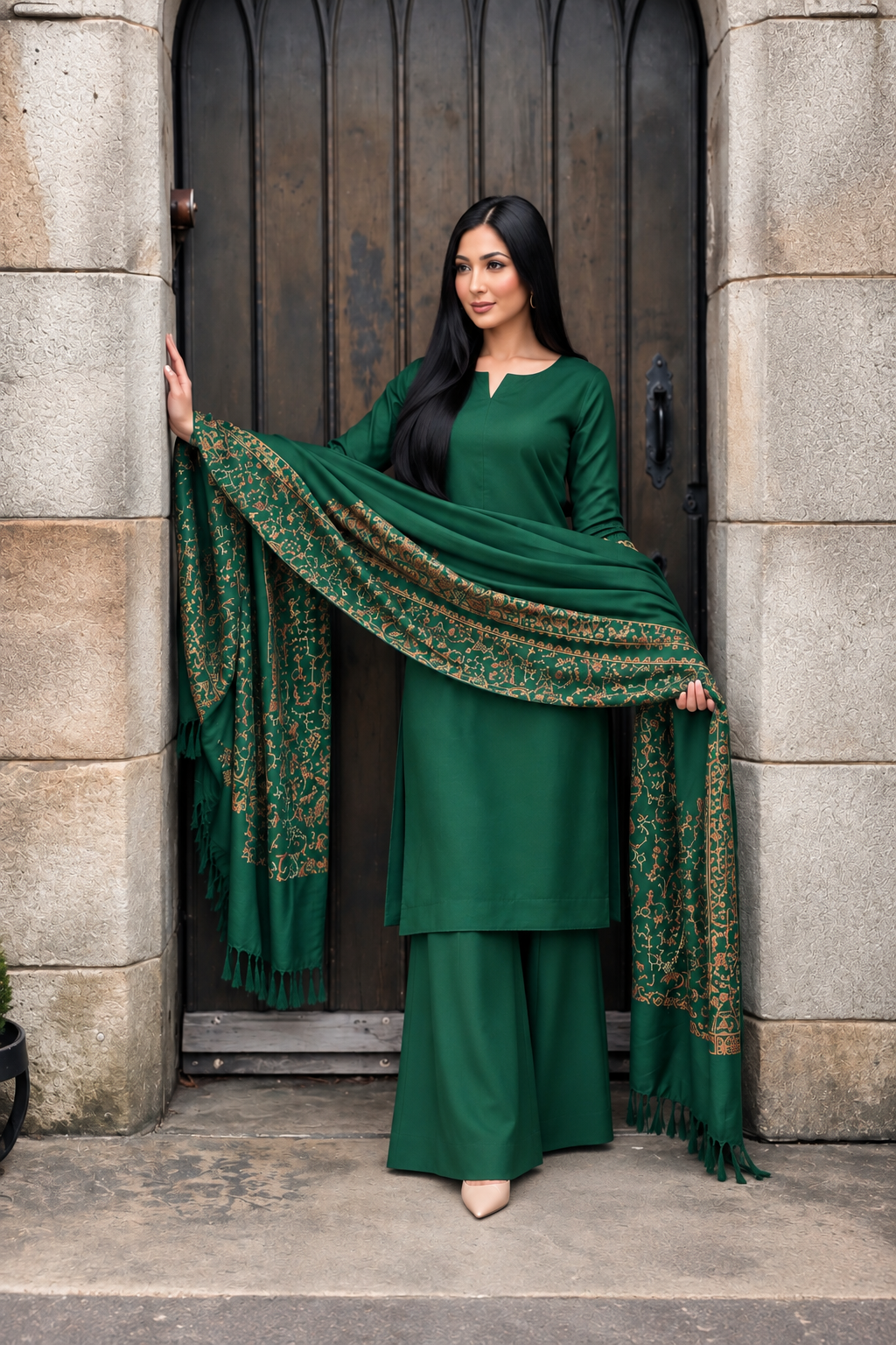 3PC LONG SHIRT/PLAZO WINTER WEAR - 8 COLOURS