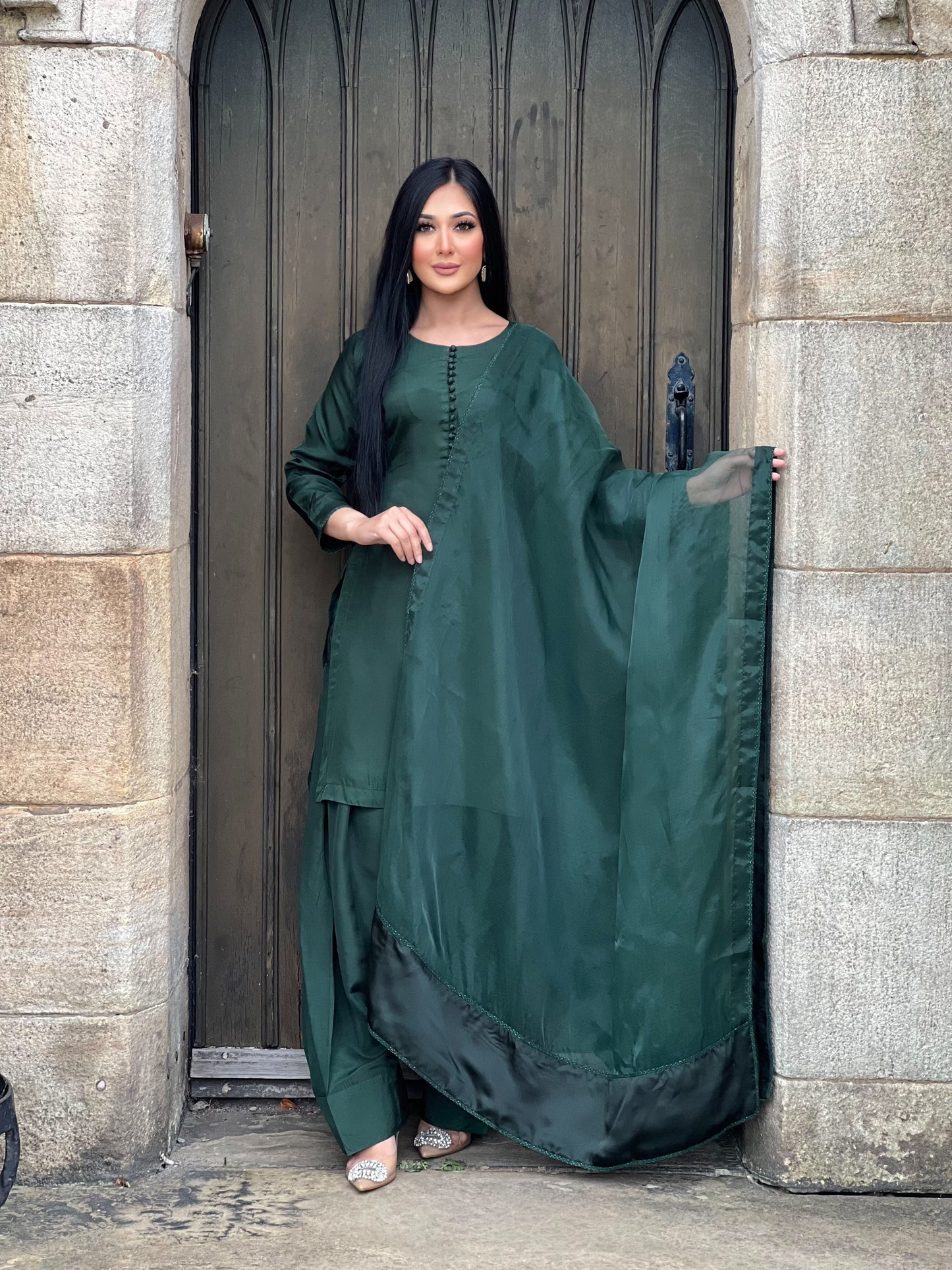 GREEN 3PC FARSHI - PRE ORDER DELIVERY 3 WEEKS