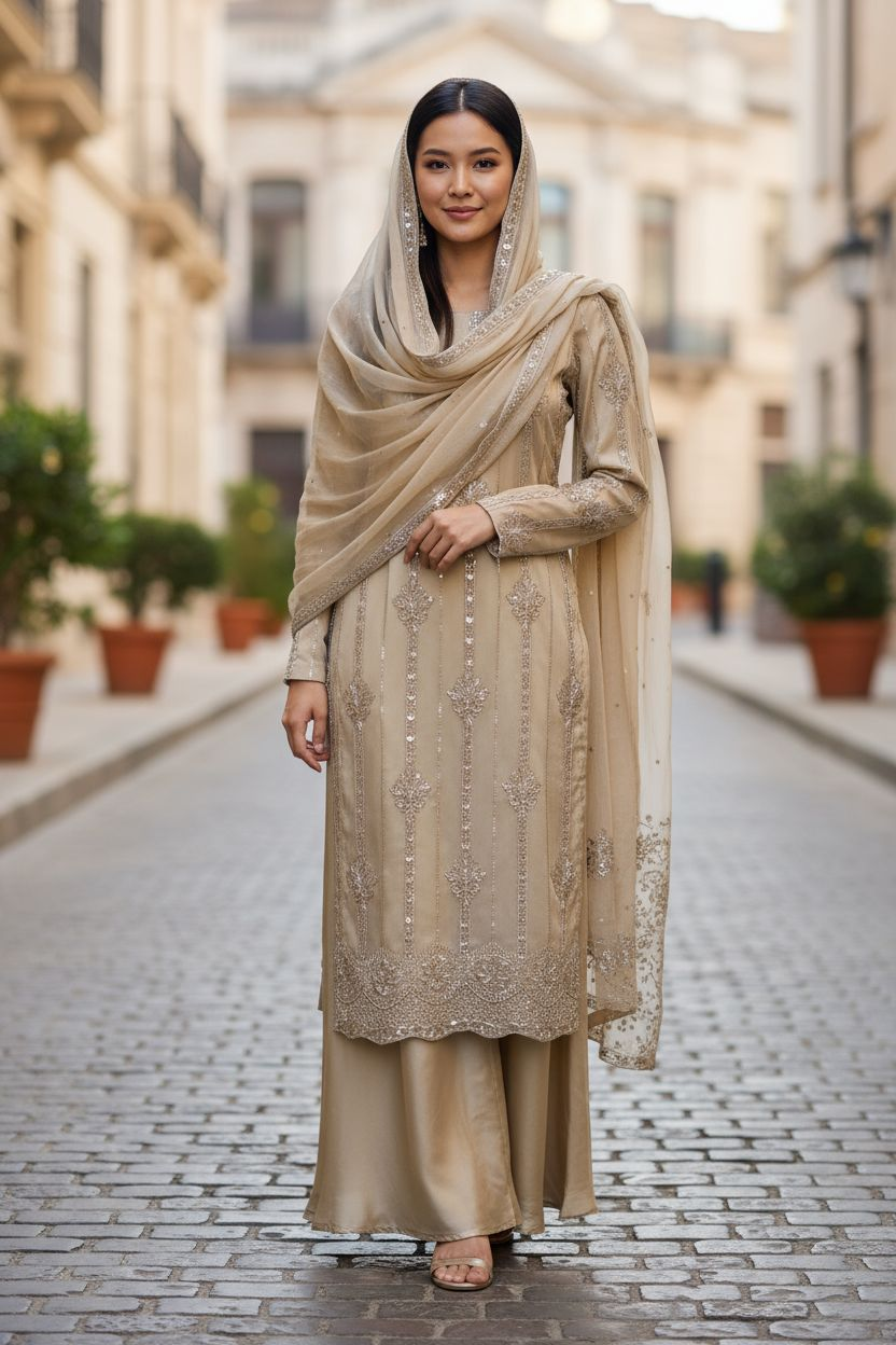 GOLD 3PC SHARARA-NEXT DAY DELIVERY OPTION