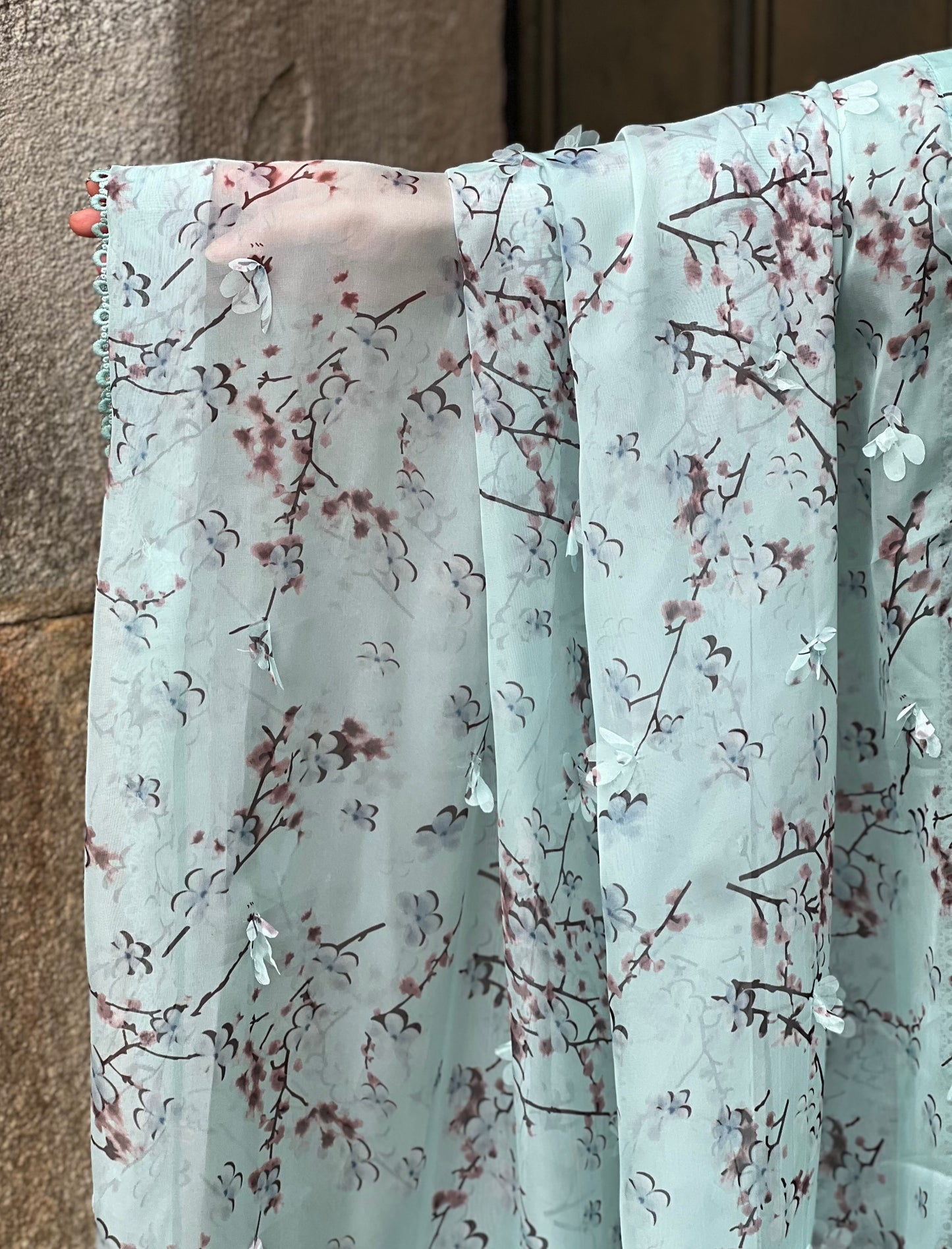ICE BLUE FLORAL 3PC DRESS-DELIVERY 3 WEEKS