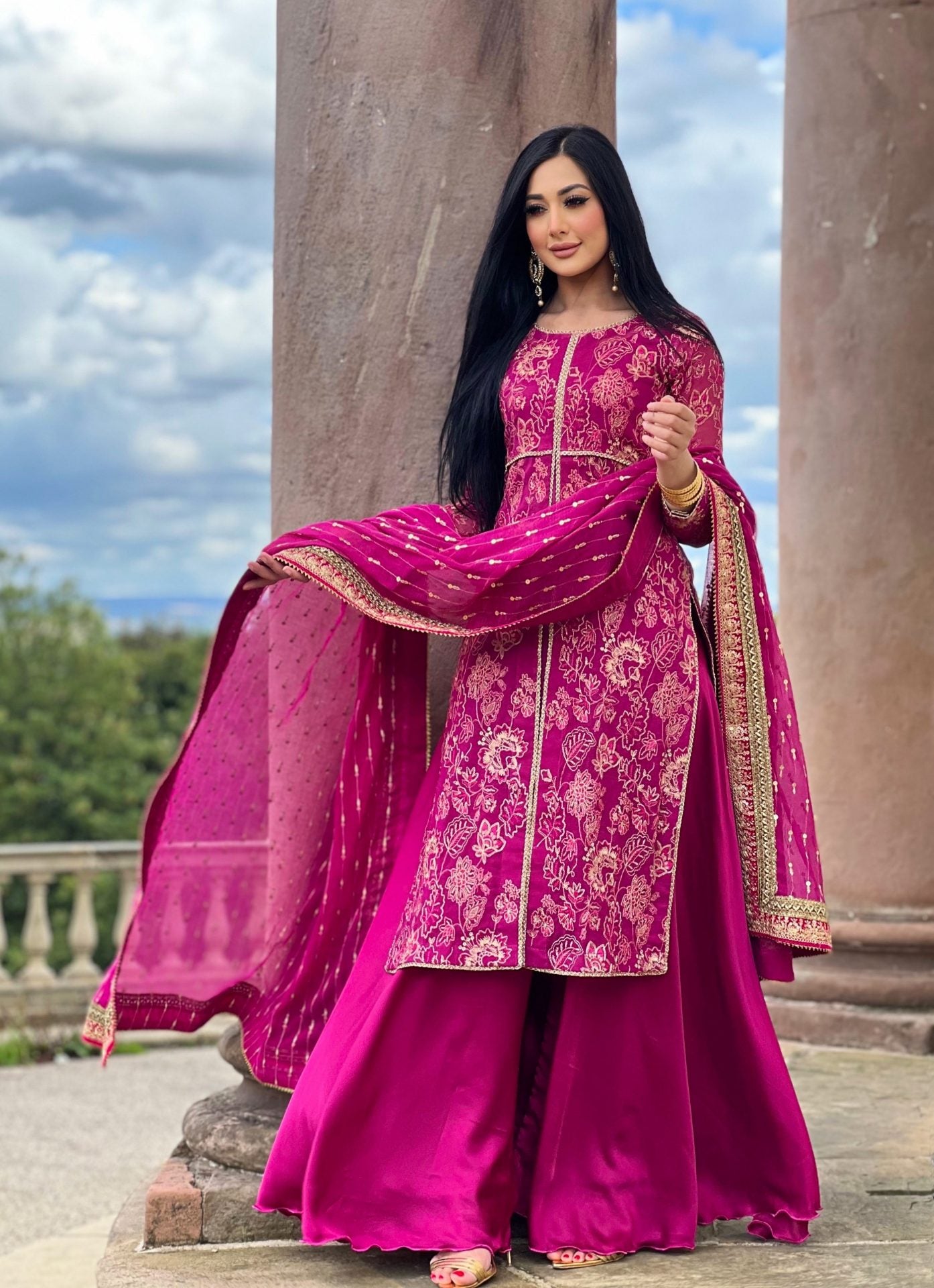 hot pink 3pc sharara - PRE ORDER - 6WKS