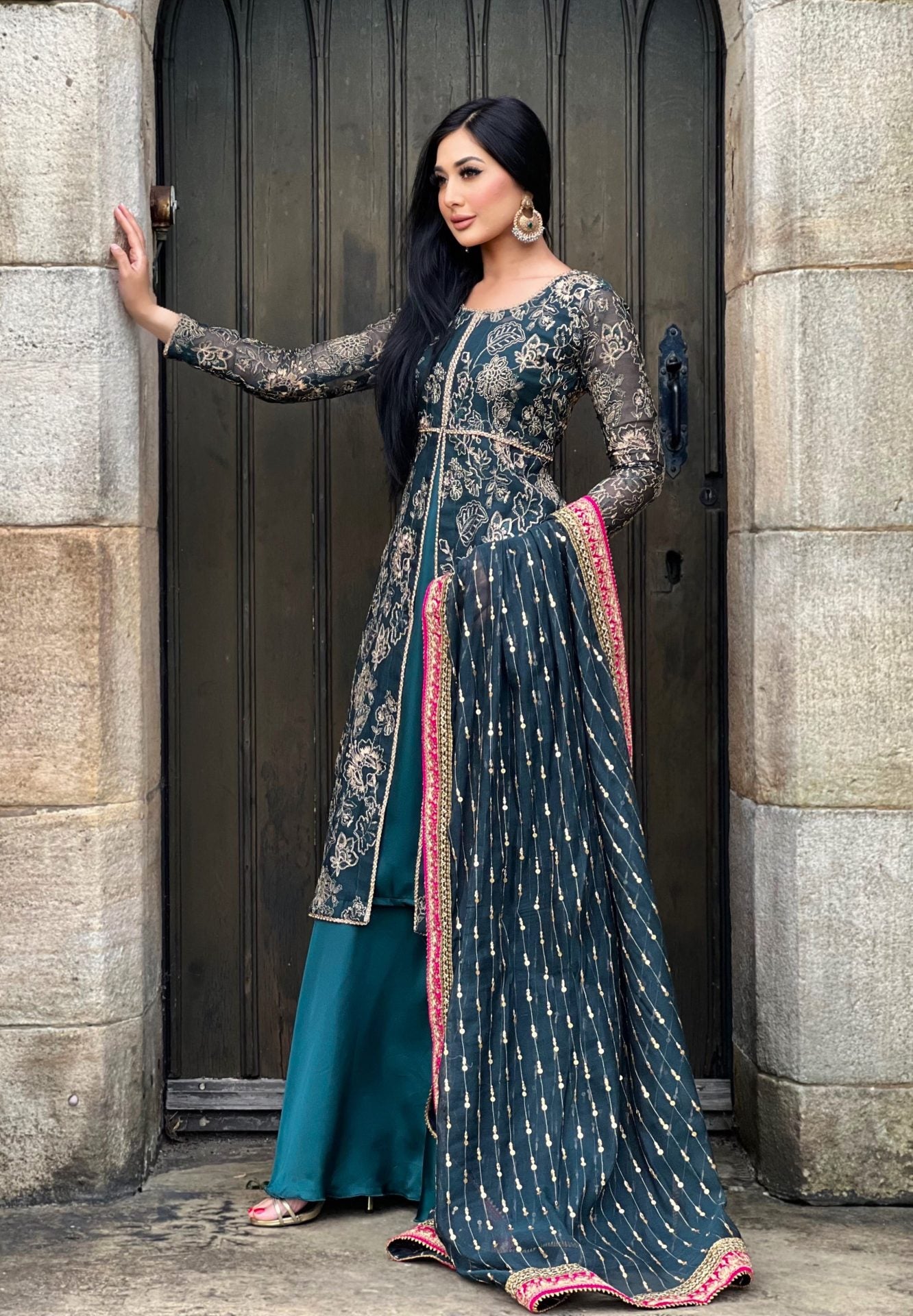 Green 3pc sharara - PRE ORDER - DELIVERY 6 WKS