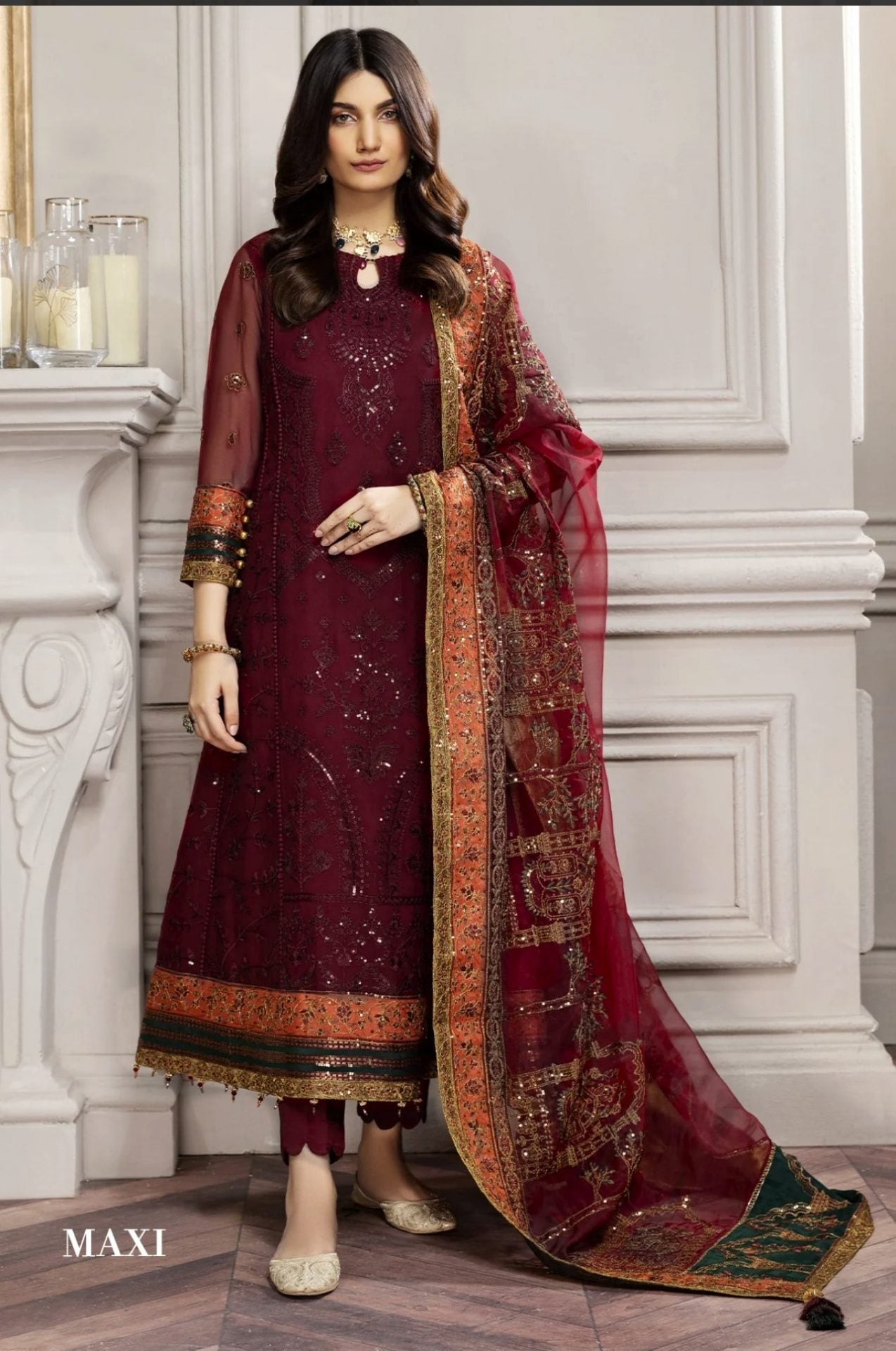 Maroon luxury chiffon - pre order delivery 6 weeks