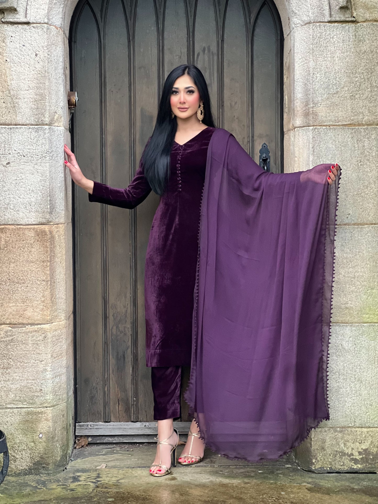 PLUM PLAIN 3PC VELVET-PRE ORDER 3 WKS