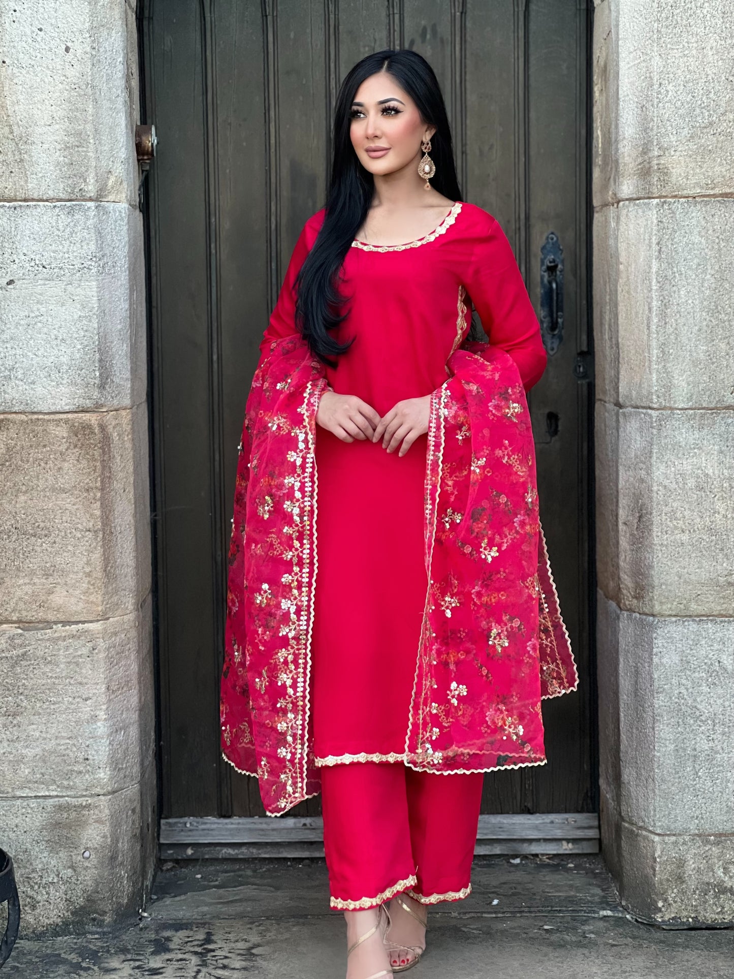 RED 3PC FLORAL - IMMEDIATE DELIVERY