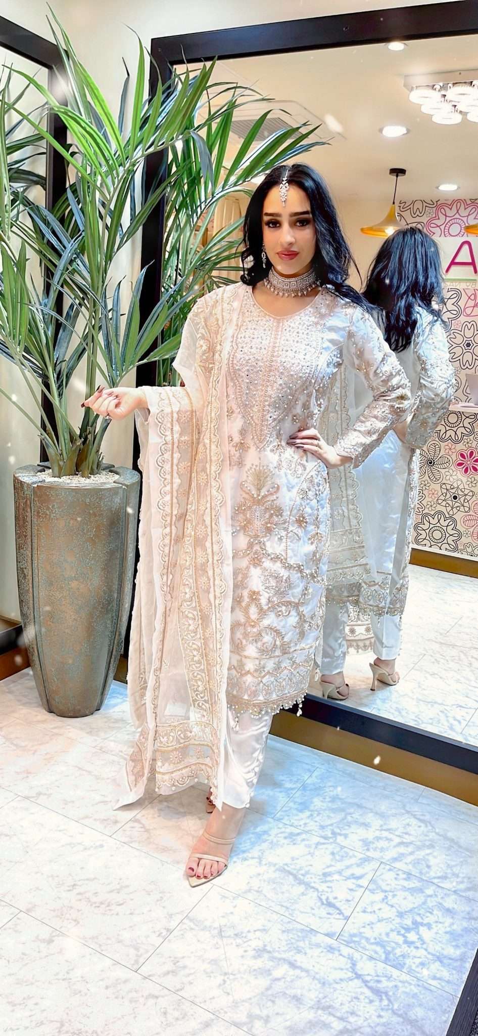 izzza 3pc white/gold luxury embroidered-immediate delivery