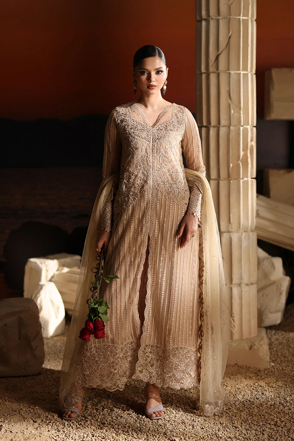 BEIGE LUXURY EMBROIDERED-DELIVERY 5 WEEKS