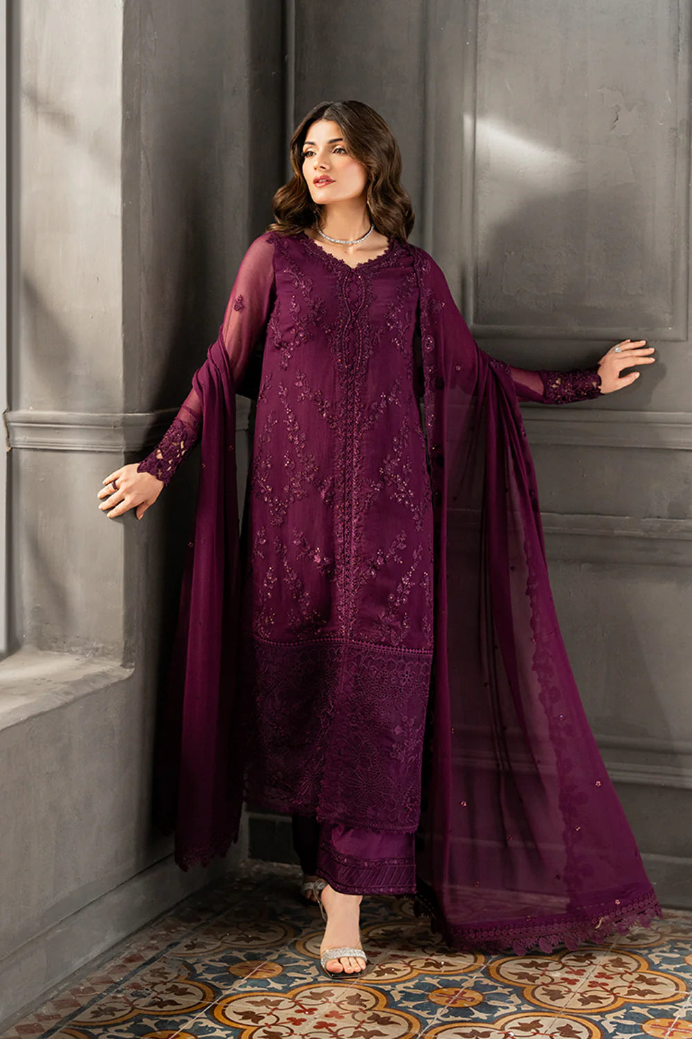PLUM 3PC CHIFFON-DELIVERY 5 WEEKS