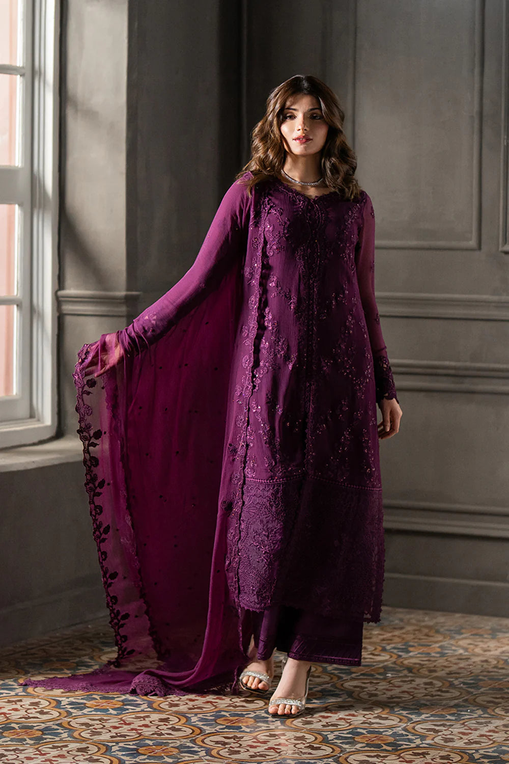 PLUM 3PC CHIFFON-DELIVERY 5 WEEKS