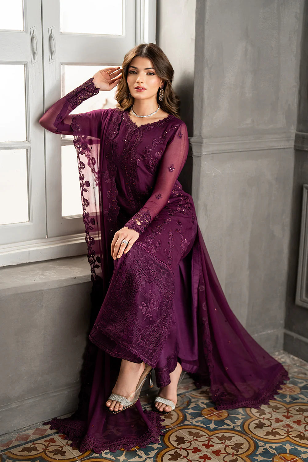 PLUM 3PC CHIFFON-DELIVERY 5 WEEKS