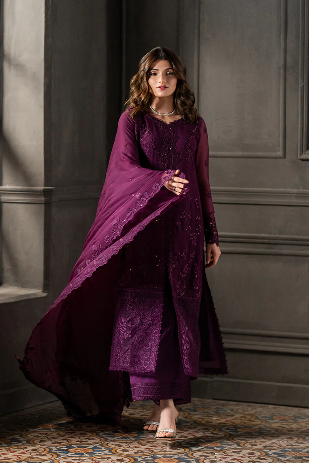 PLUM 3PC CHIFFON-DELIVERY 5 WEEKS