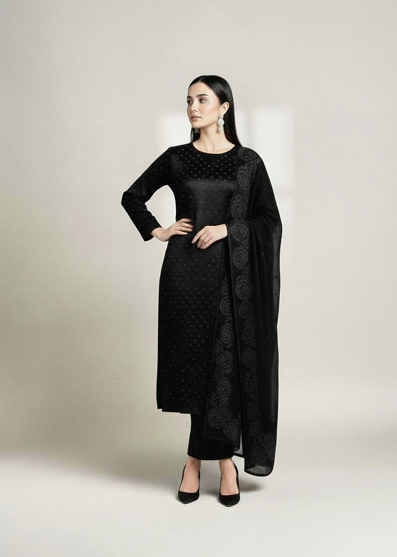 BLACK 3PC SHEESHA SILK-NEXT DAY DELIVERY OPTION