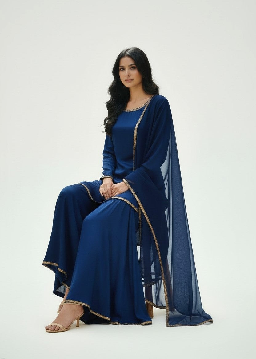 NAVY 3PC PLAZO-IMMEDIATE DELIVERY-LIMITED STOCK