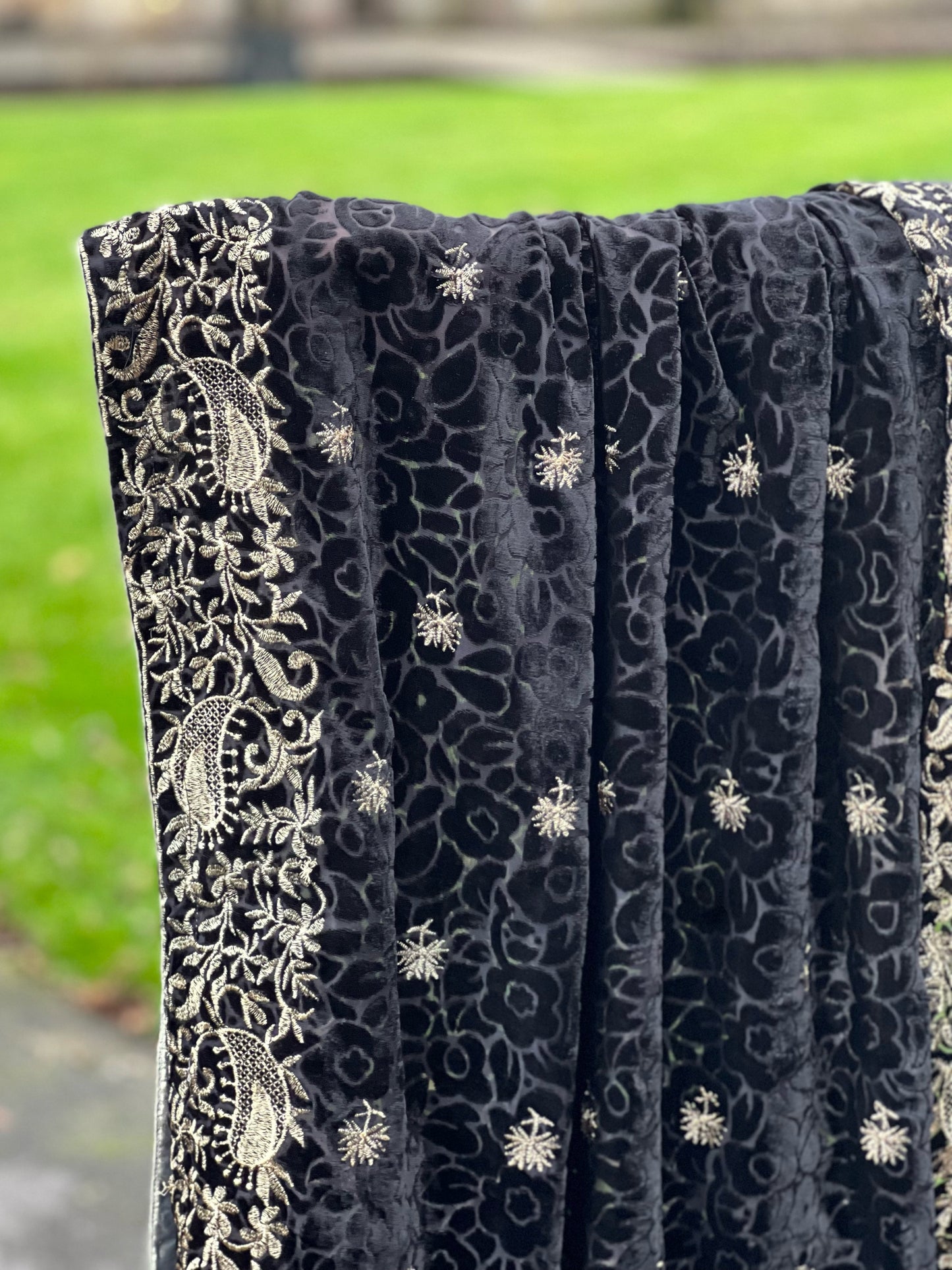 BLACK EMBROIDERED 3PC VELVET - IMMEDIATE DELIVER