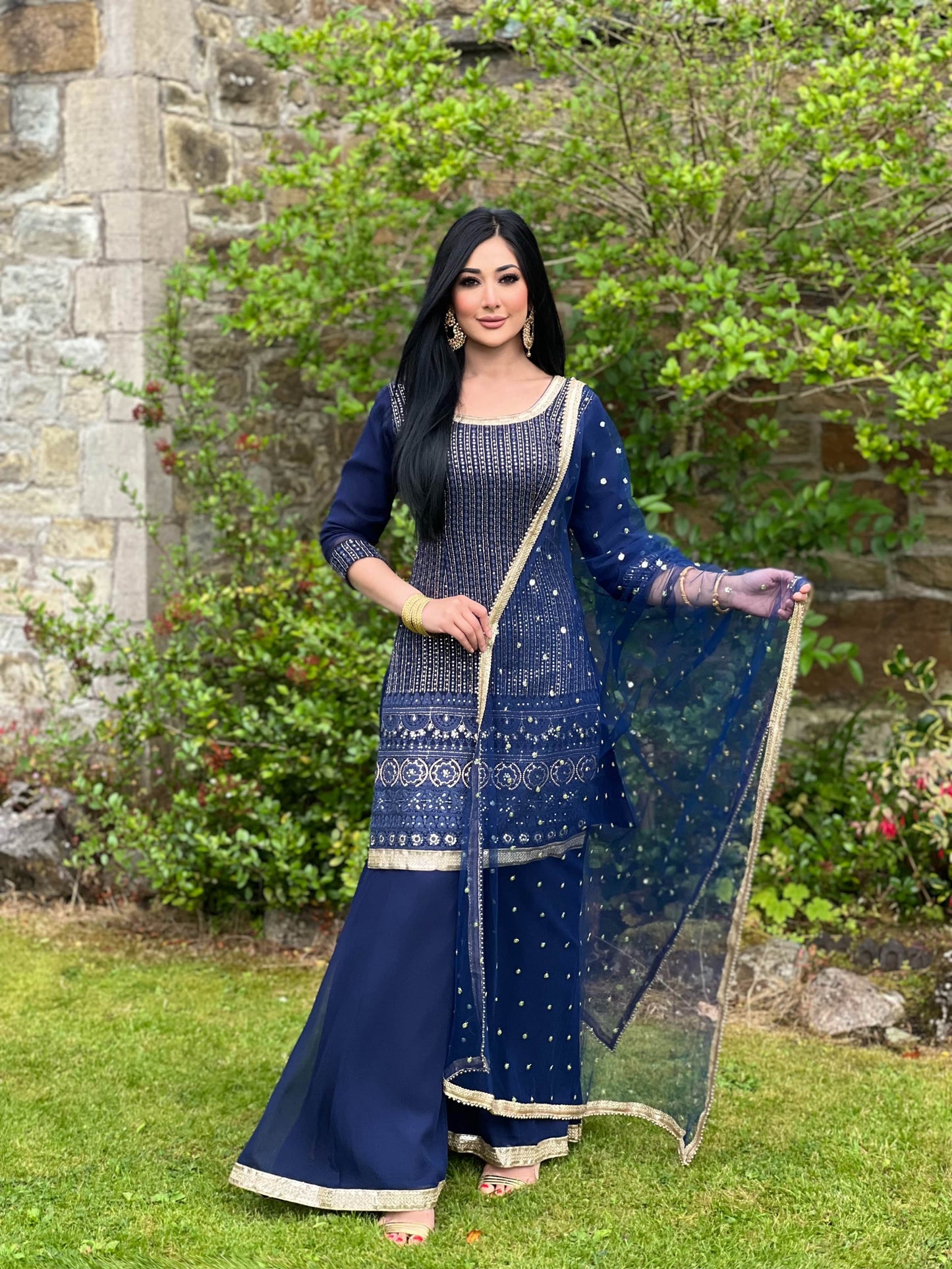 NAVY 3PC SHARARA - IMMEDIATE DELIVERY