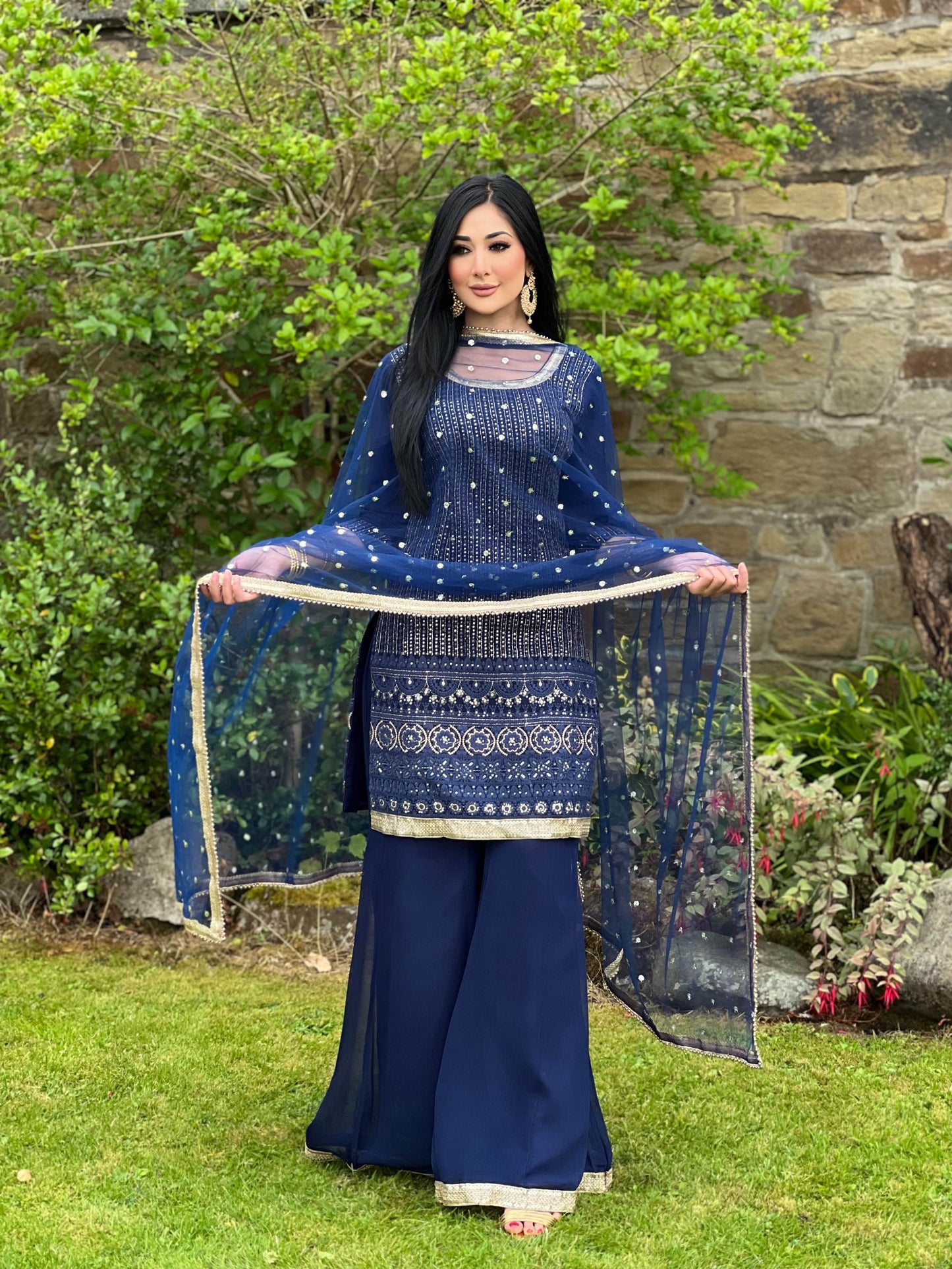 NAVY 3PC SHARARA - IMMEDIATE DELIVERY