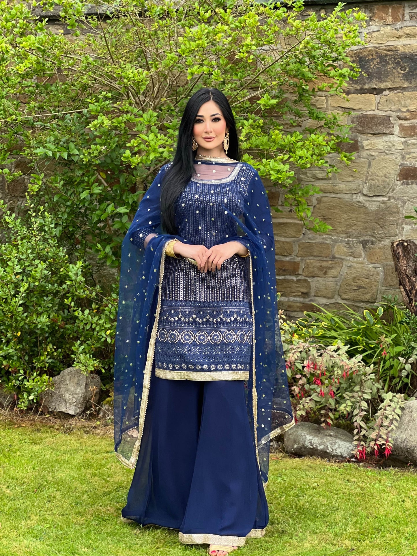 NAVY 3PC SHARARA - IMMEDIATE DELIVERY