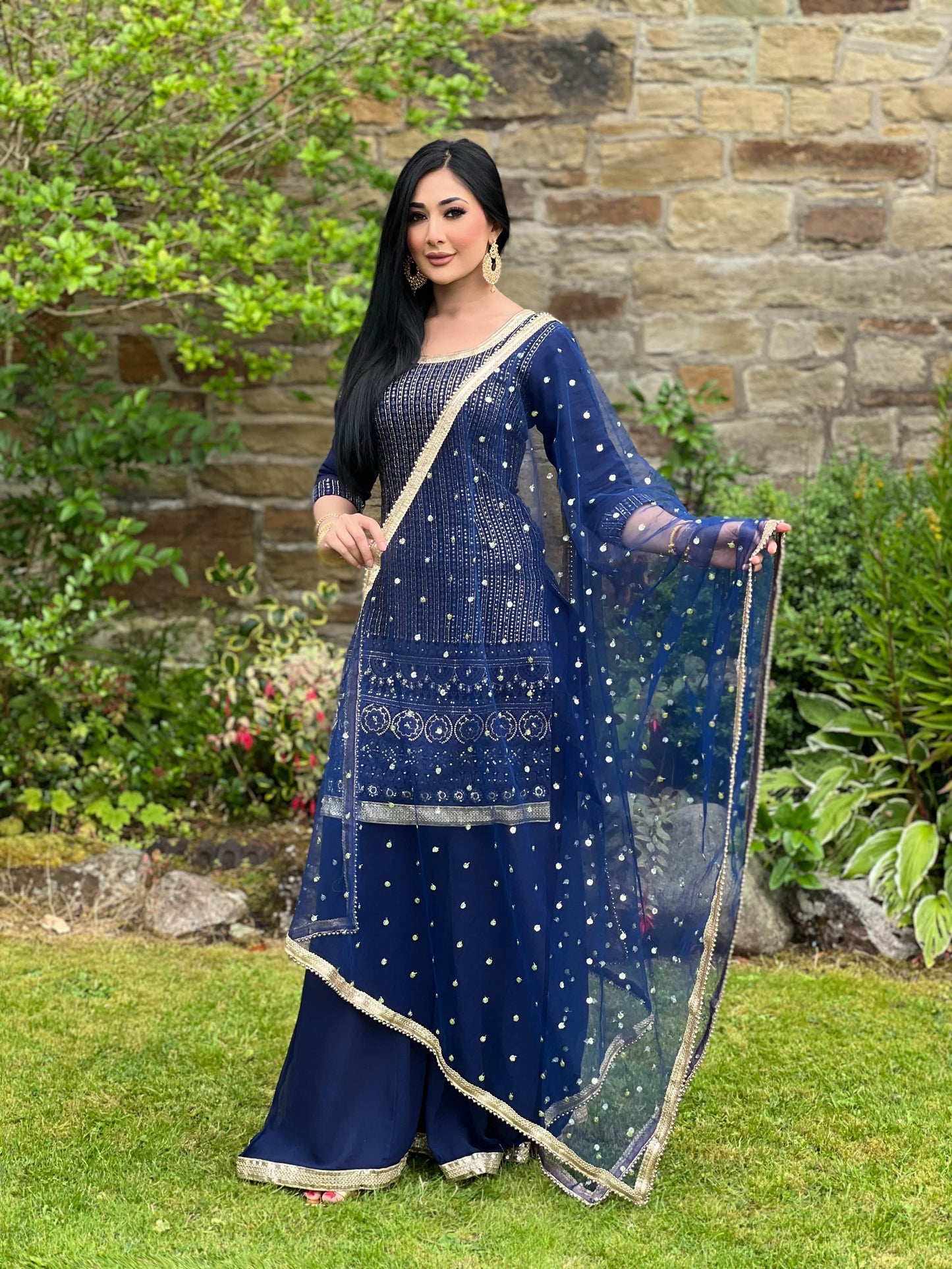 NAVY 3PC SHARARA - IMMEDIATE DELIVERY