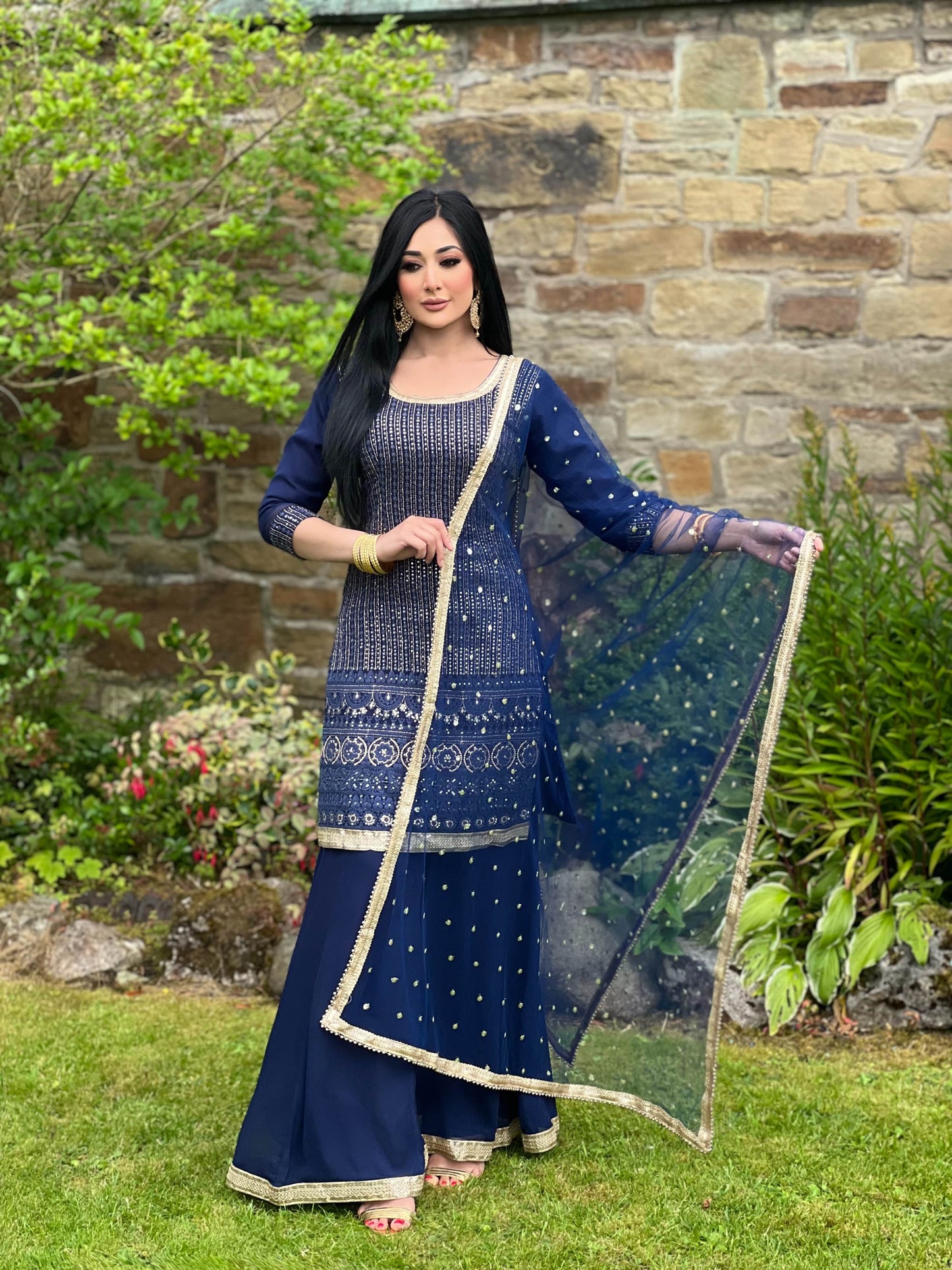 NAVY 3PC SHARARA - IMMEDIATE DELIVERY