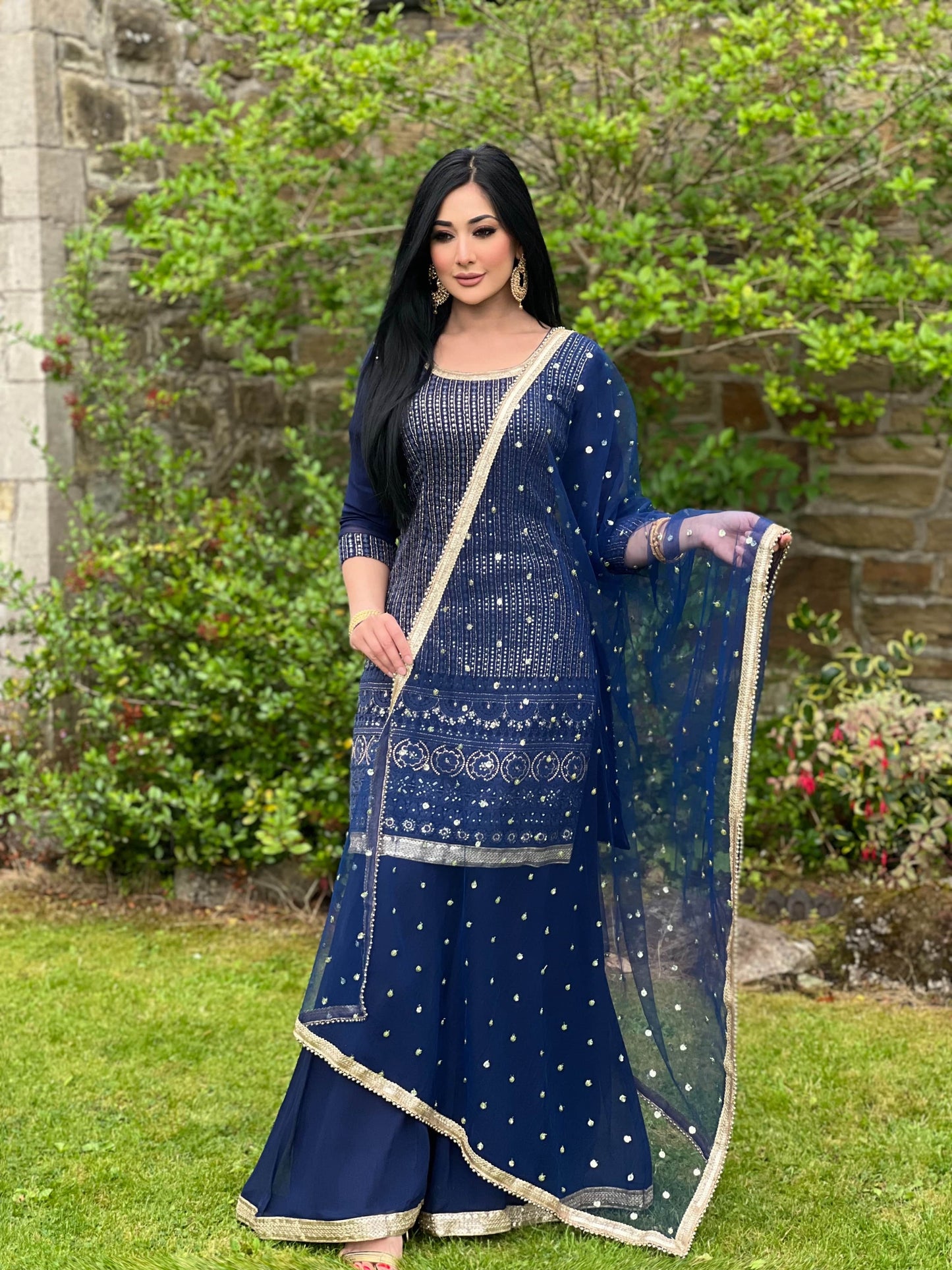 NAVY 3PC SHARARA - IMMEDIATE DELIVERY