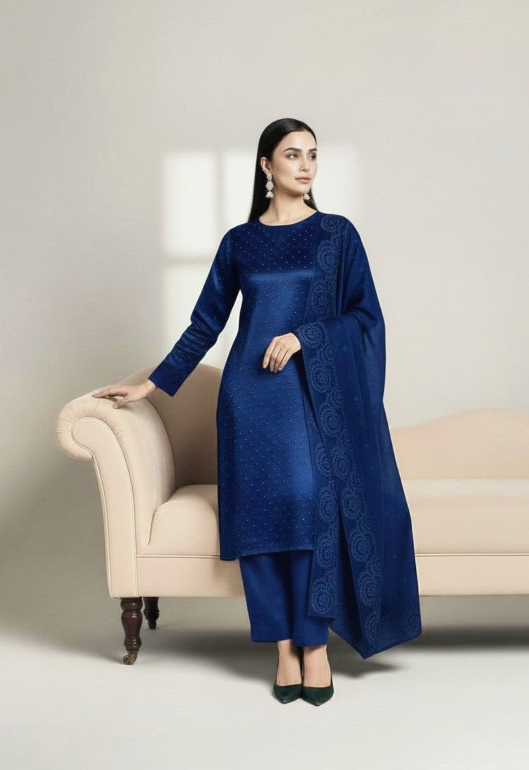 NAVY 3PC SHEESHA SILK-NEXT DAY DELIVERY OPTION