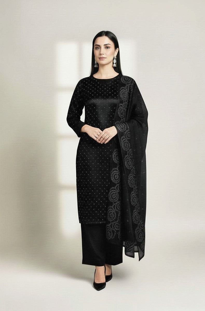 BLACK 3PC SHEESHA SILK-NEXT DAY DELIVERY OPTION