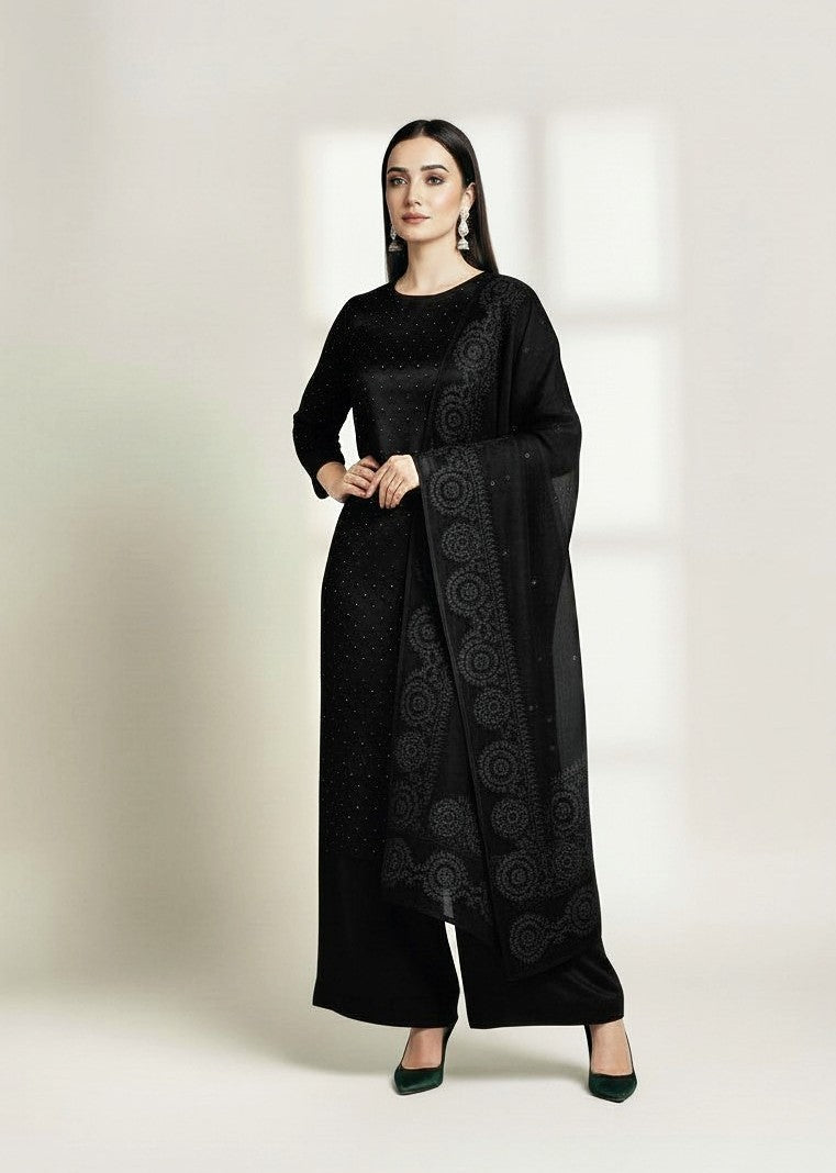 BLACK 3PC SHEESHA SILK-NEXT DAY DELIVERY OPTION