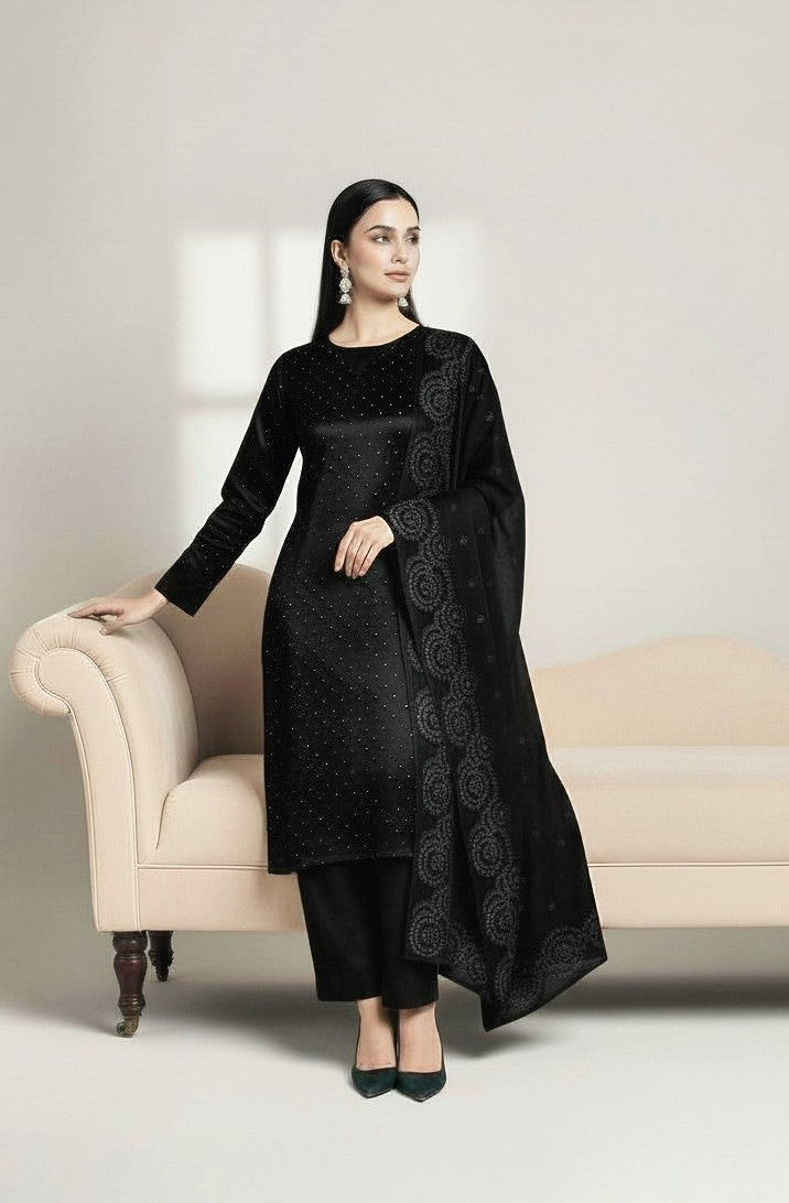 BLACK 3PC SHEESHA SILK-NEXT DAY DELIVERY OPTION