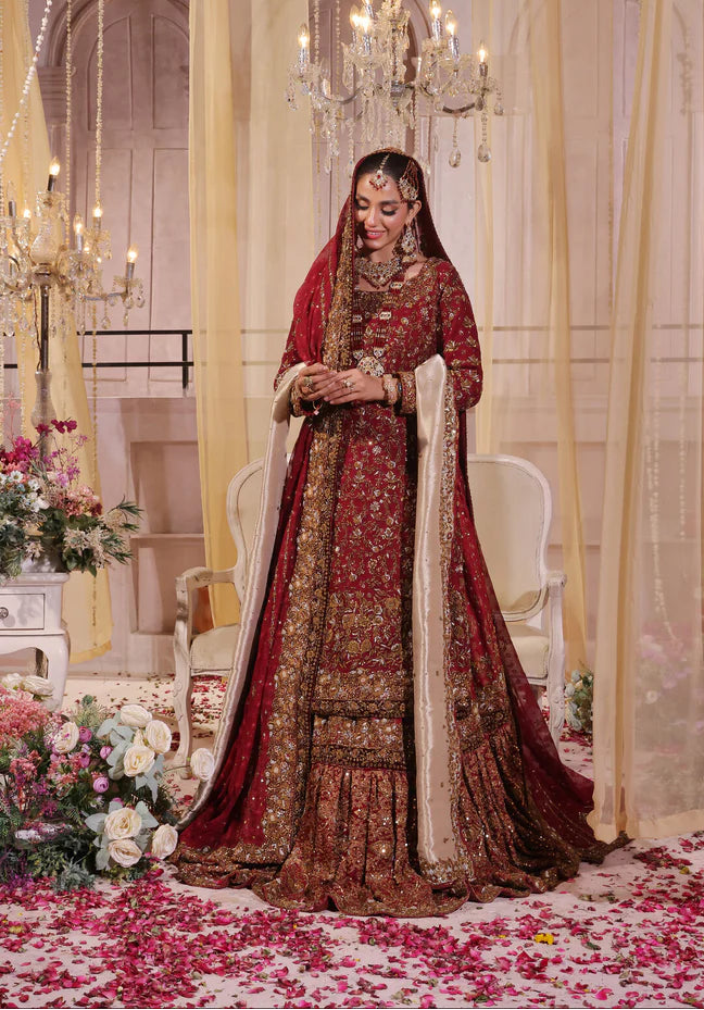 MAROON LUXURY BRIDAL FARSHI