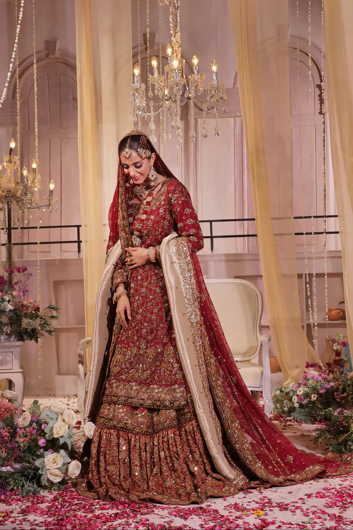 MAROON LUXURY BRIDAL FARSHI