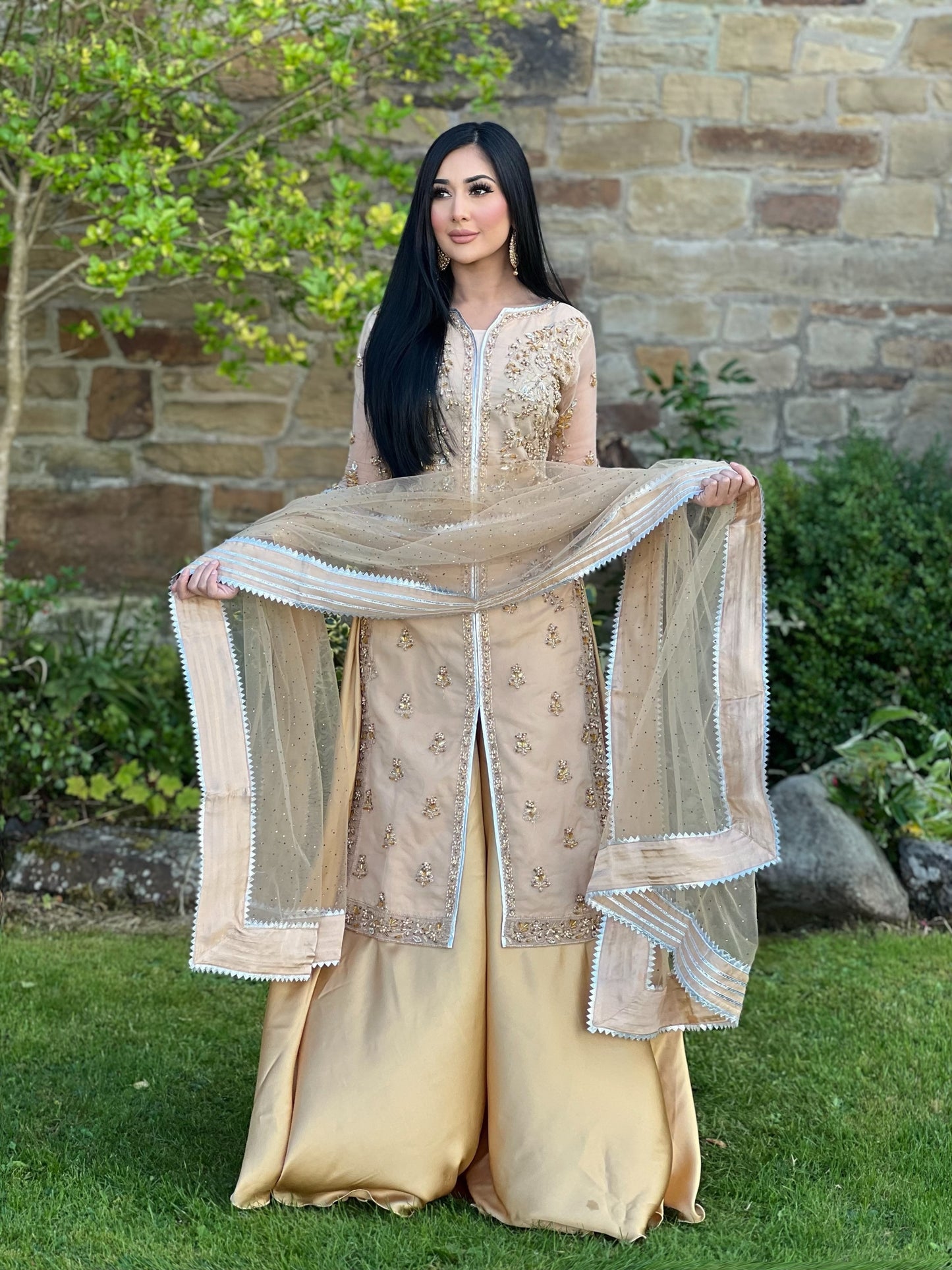 GOLD EMBROIDERED SHARARA - IMMEDIATE DELIVERY