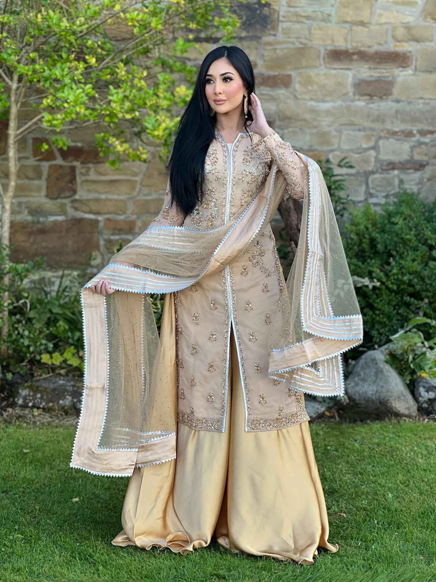 GOLD EMBROIDERED SHARARA - IMMEDIATE DELIVERY