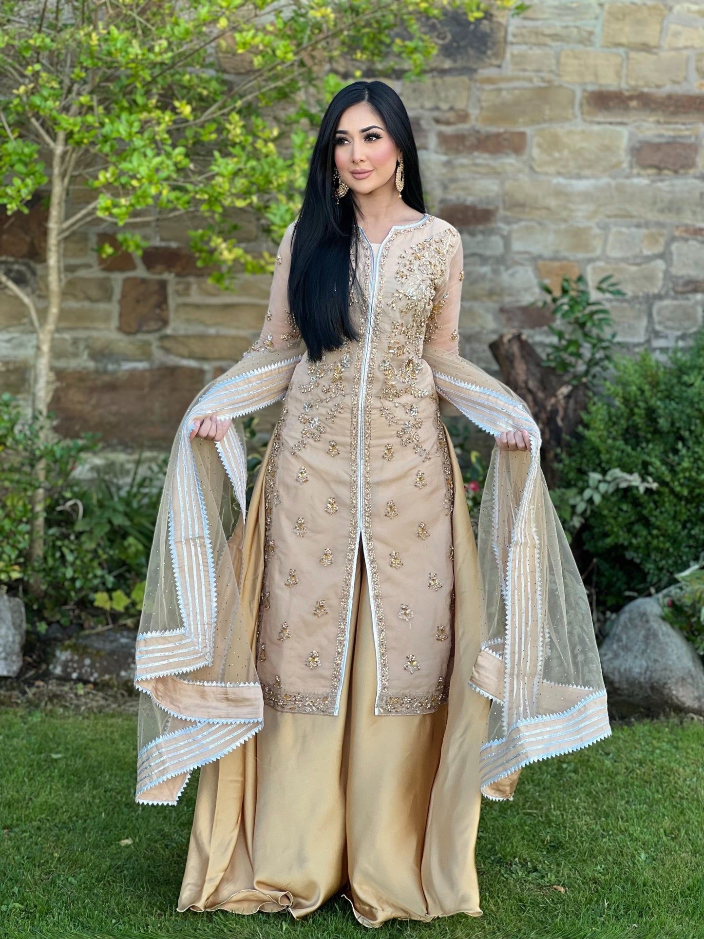 GOLD EMBROIDERED SHARARA - IMMEDIATE DELIVERY