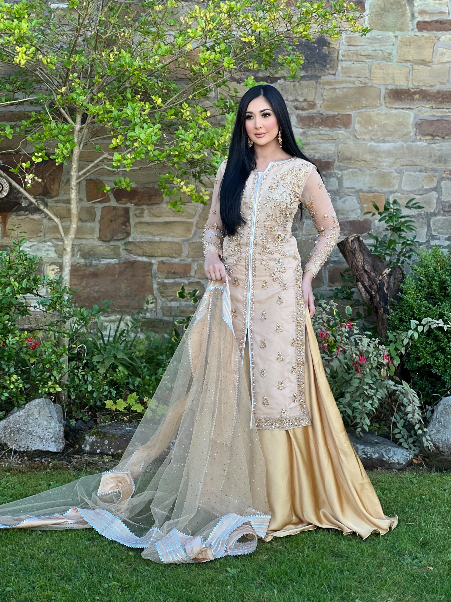 GOLD EMBROIDERED SHARARA - IMMEDIATE DELIVERY