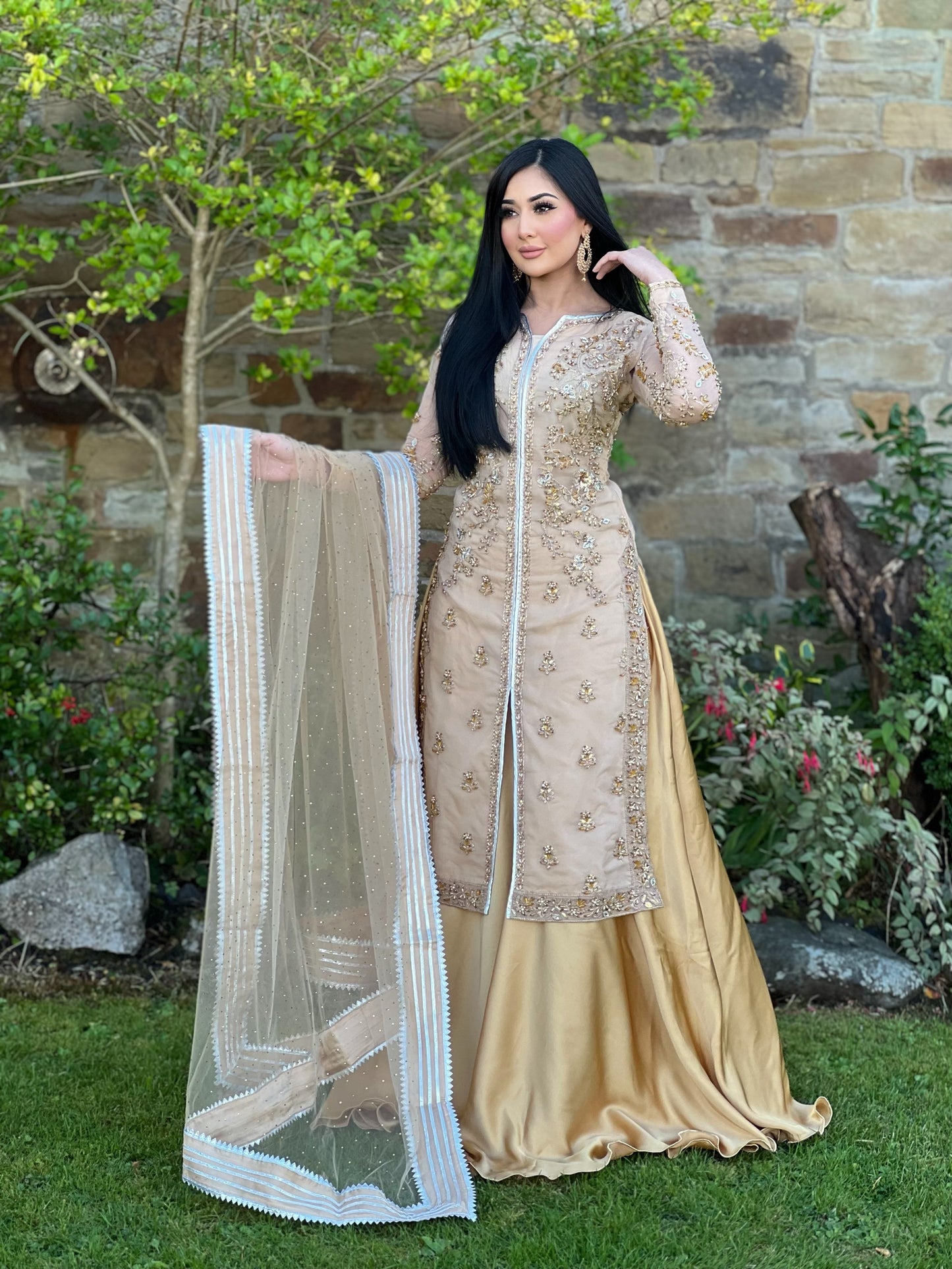 GOLD EMBROIDERED SHARARA - IMMEDIATE DELIVERY