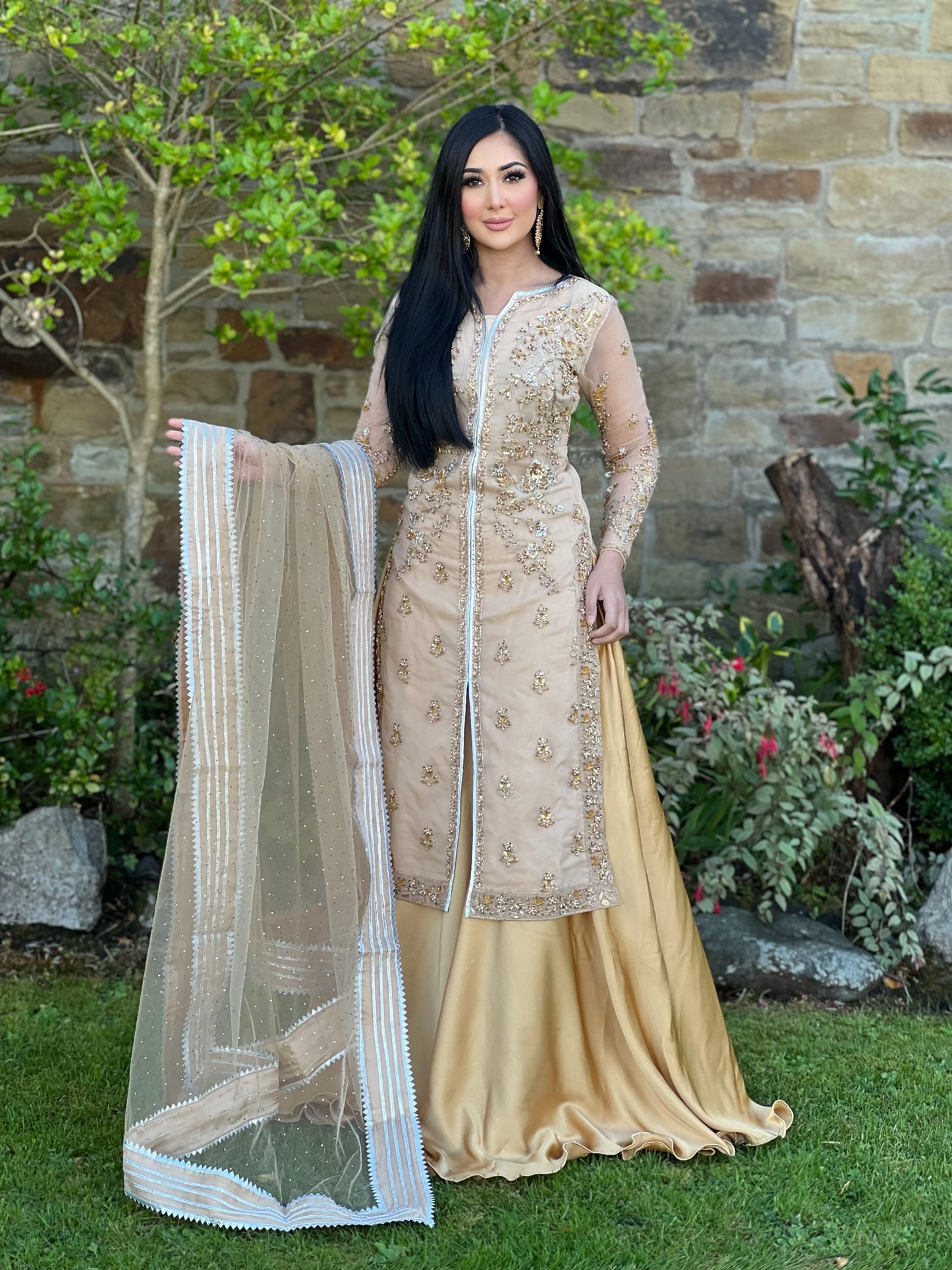 GOLD EMBROIDERED SHARARA - IMMEDIATE DELIVERY