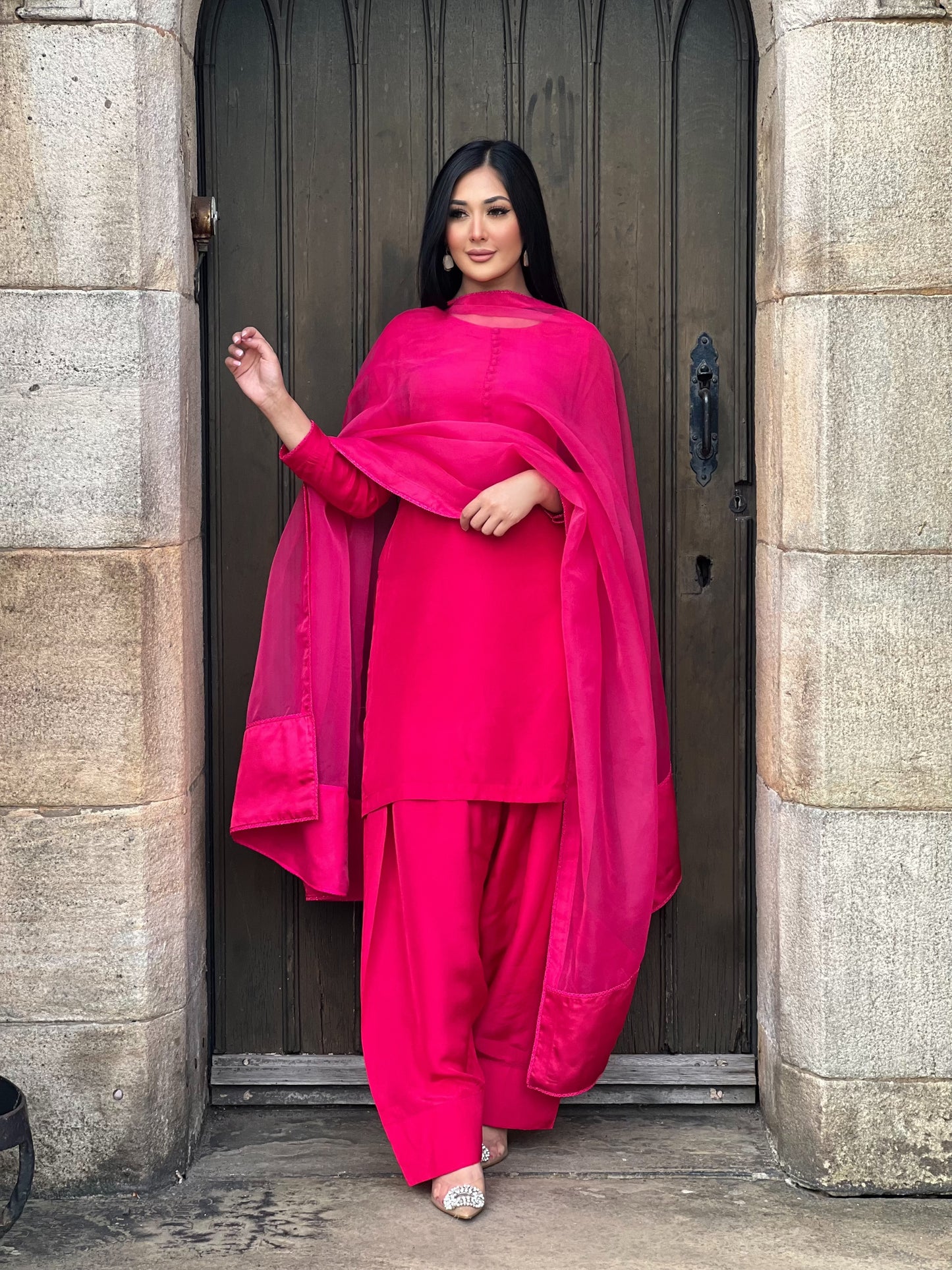HOT PINK 3PC FARSHI-PRE ORDER 6 WEEKS DELIVERY