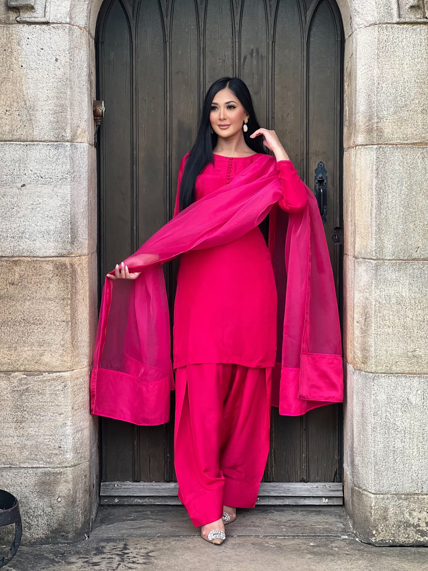 HOT PINK 3PC FARSHI-PRE ORDER 6 WEEKS DELIVERY