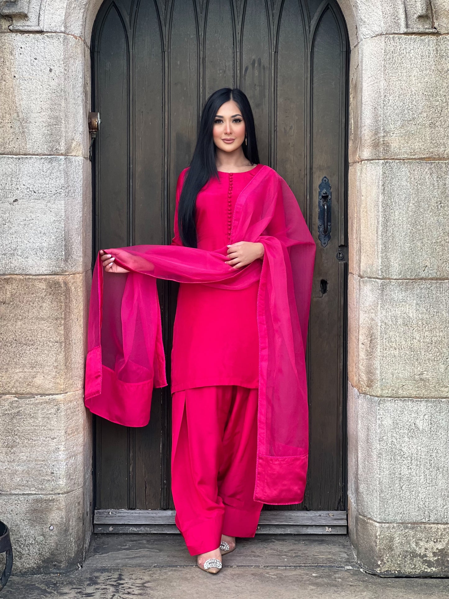 HOT PINK 3PC FARSHI-PRE ORDER 6 WEEKS DELIVERY