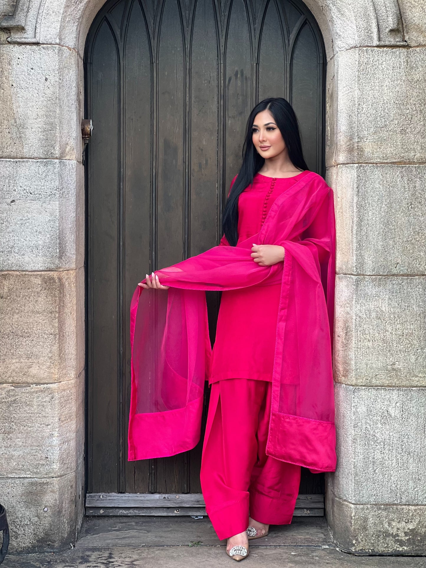 HOT PINK 3PC FARSHI-PRE ORDER 6 WEEKS DELIVERY
