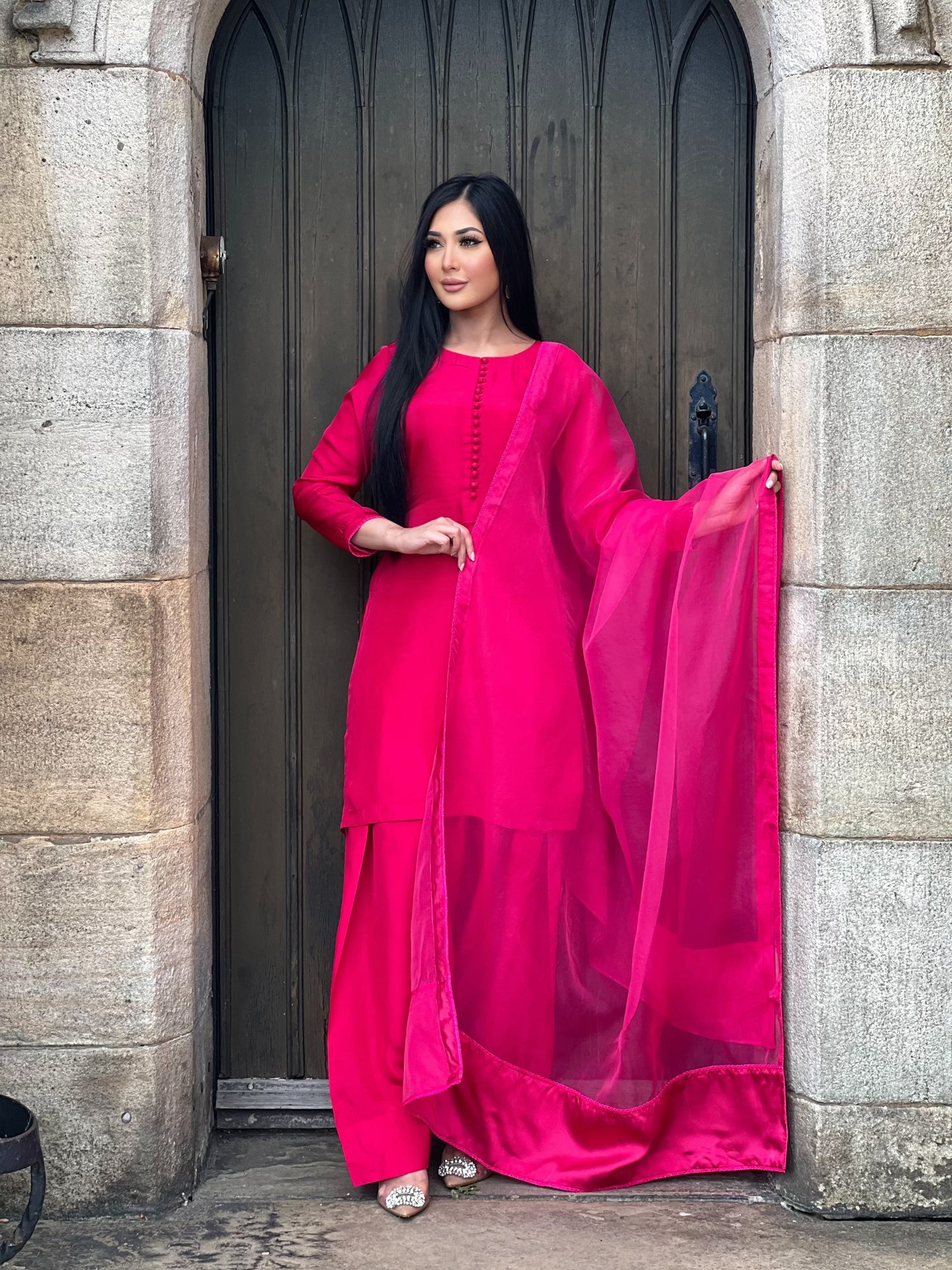 HOT PINK 3PC FARSHI-PRE ORDER 6 WEEKS DELIVERY