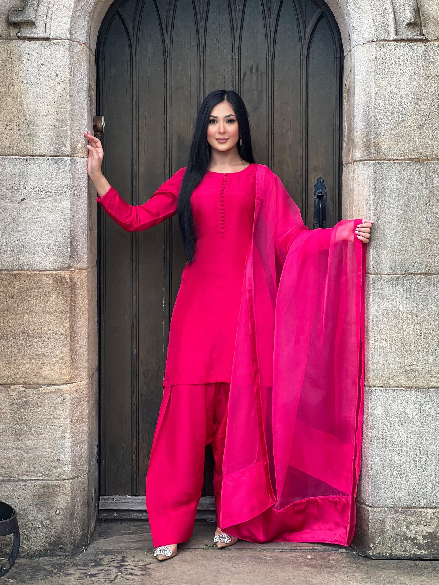 HOT PINK 3PC FARSHI-PRE ORDER 6 WEEKS DELIVERY