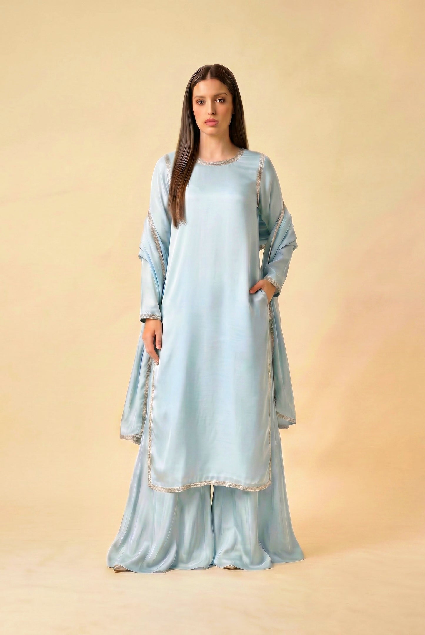 HANIA 3PC ICE BLUE - EID DELIVERY
