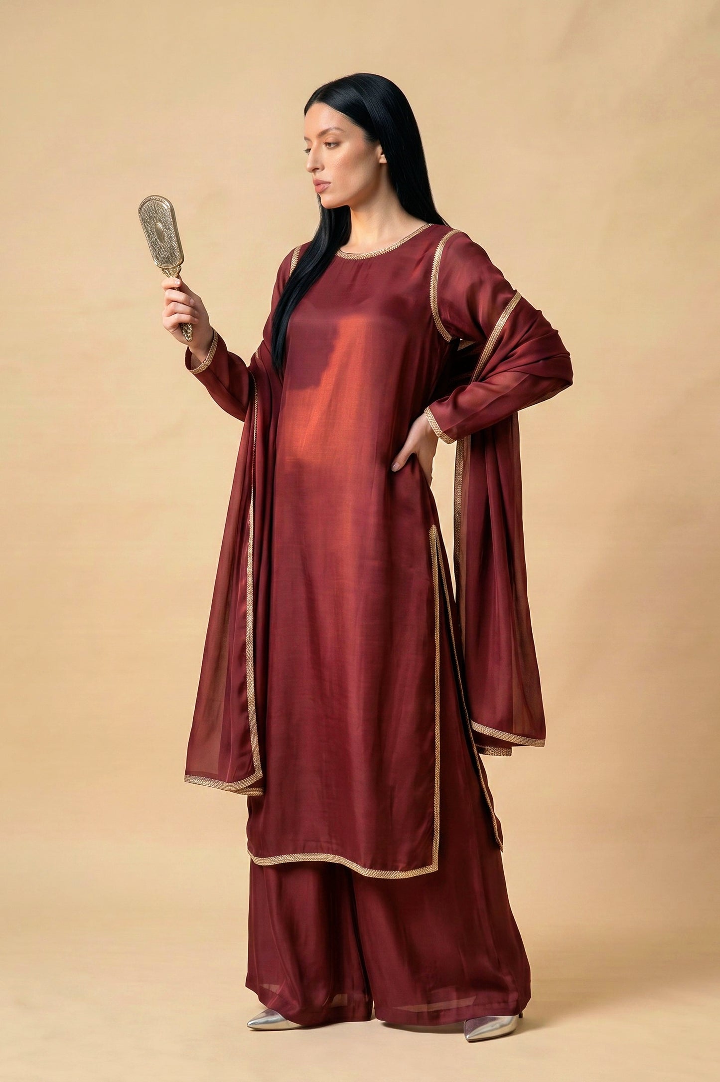 HANIA 3PC MAROON-EID DELIVERY